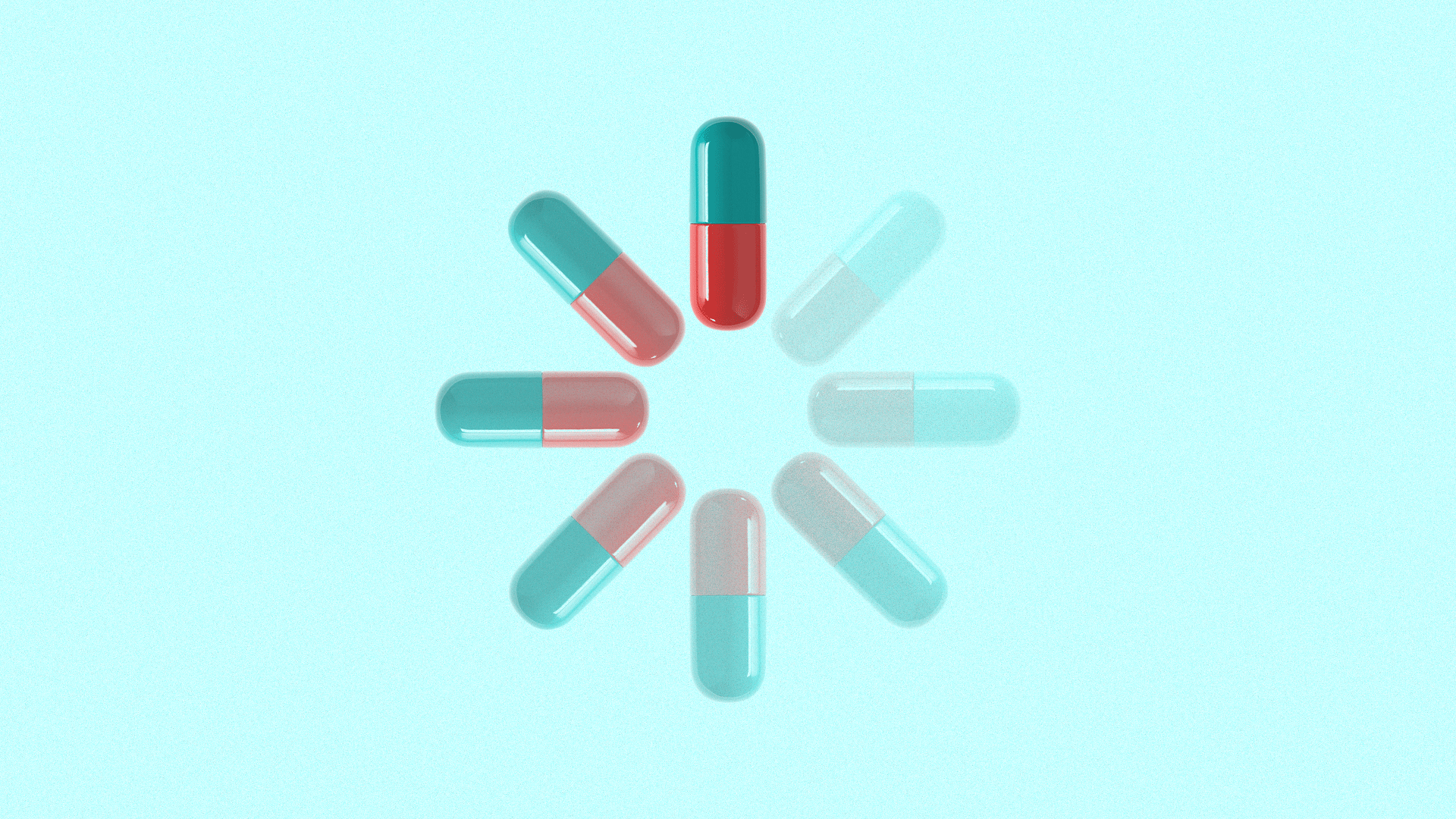 an illustration of a loading symbol made up of pills 