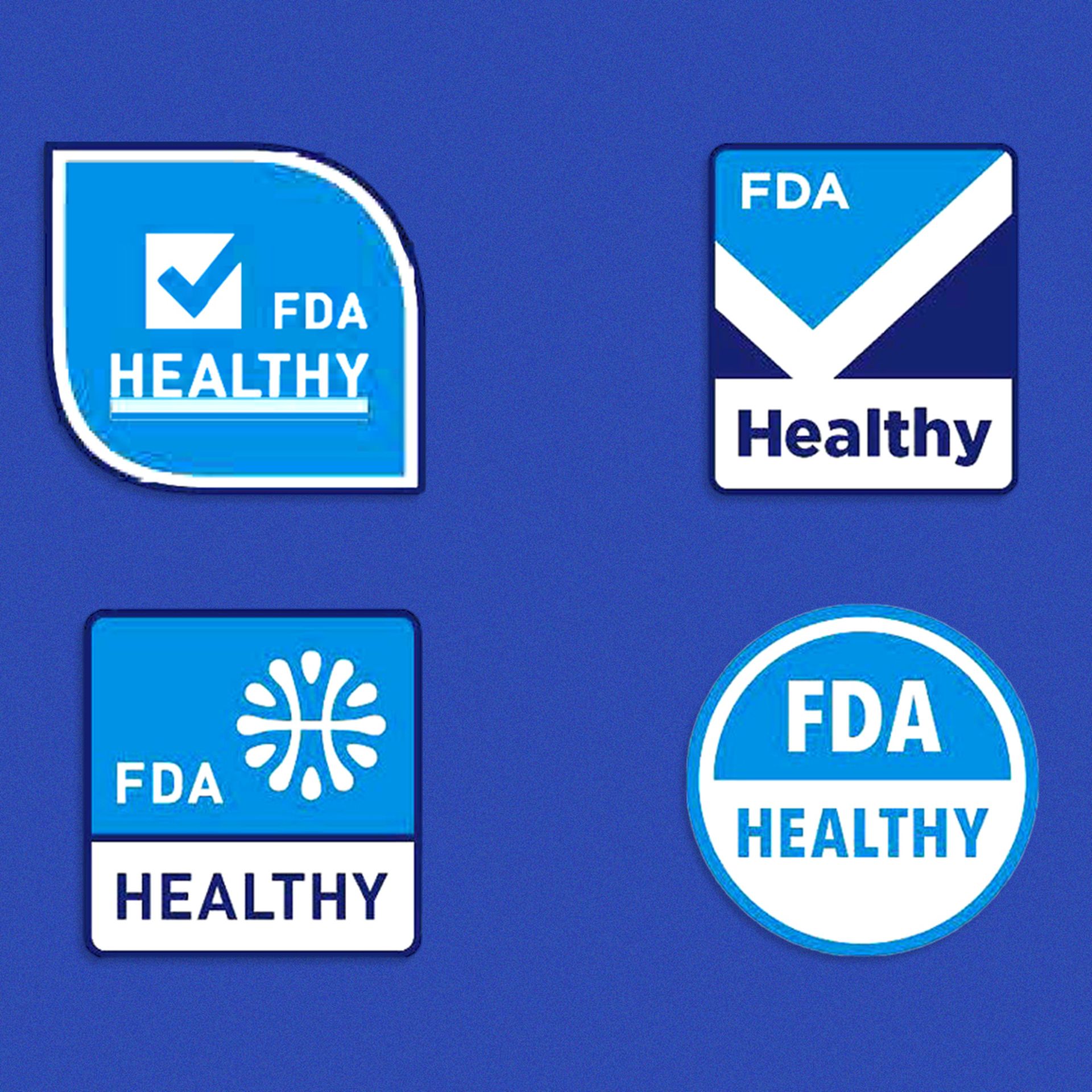 Some of the symbols the FDA is considering to denote "healthy" food on product packaging.