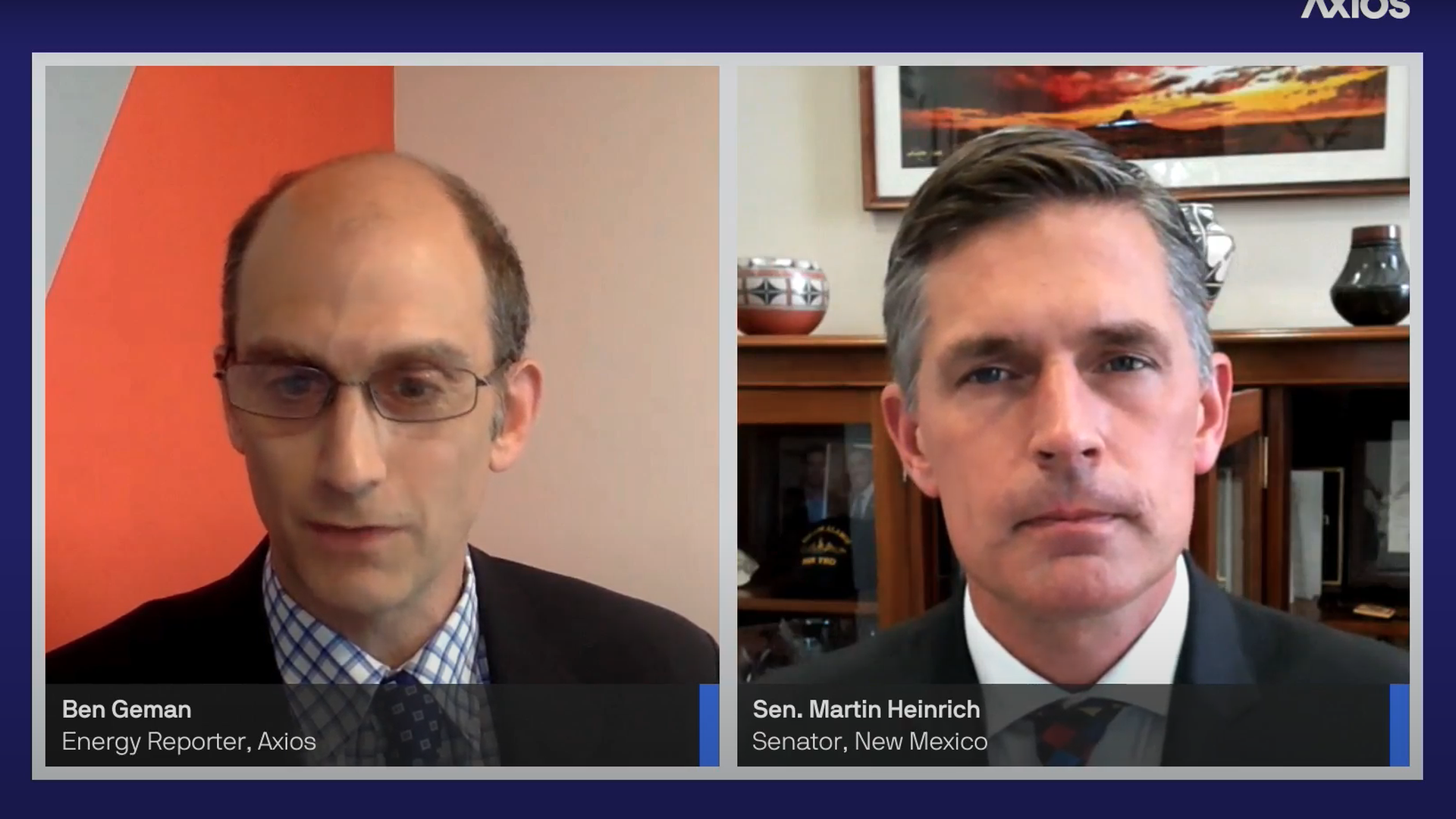 Axios energy reporter Ben Geman and New Mexico Senator Martin Heinrich.