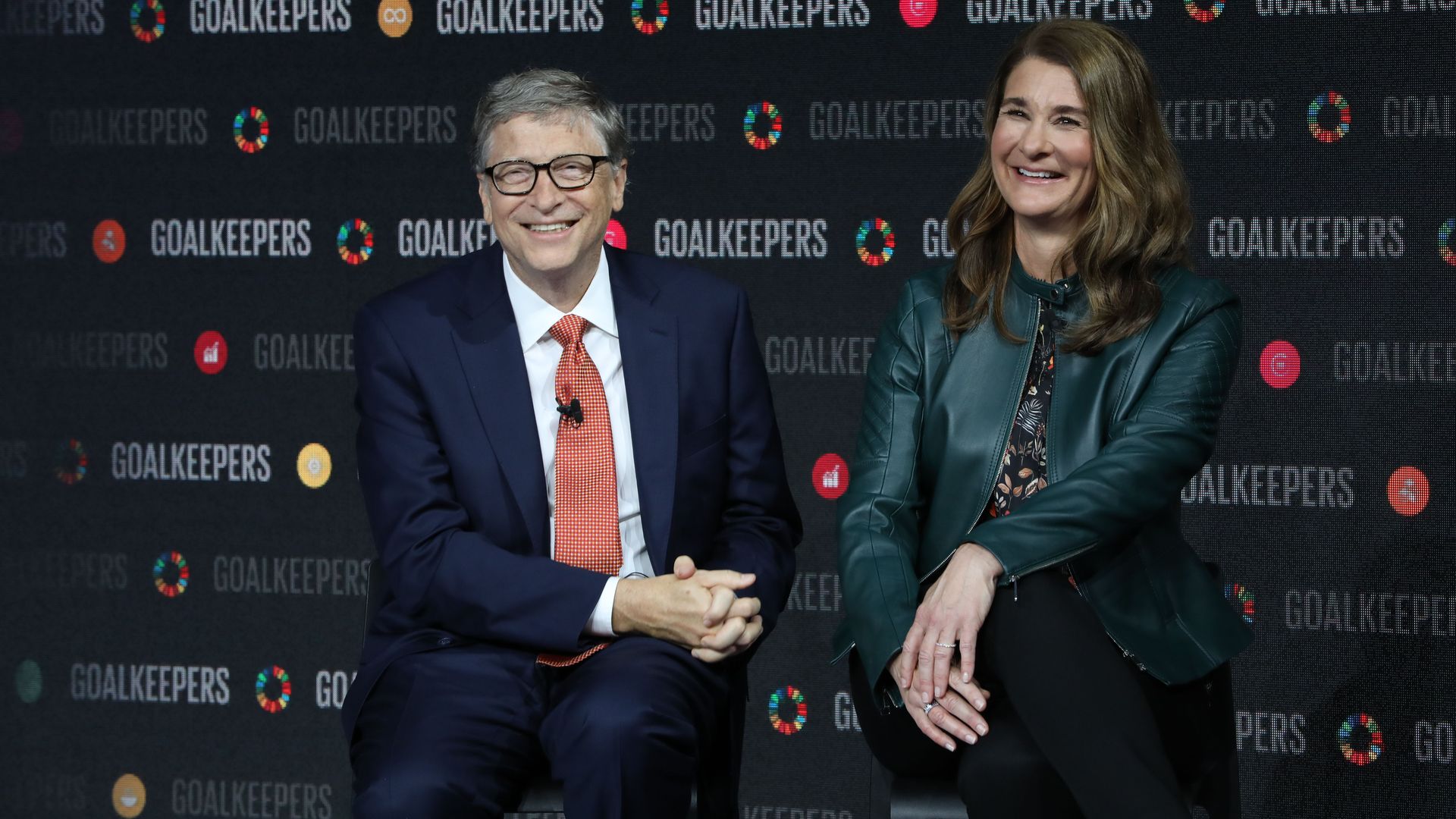 Bill and Melinda Gates on a step and repeat