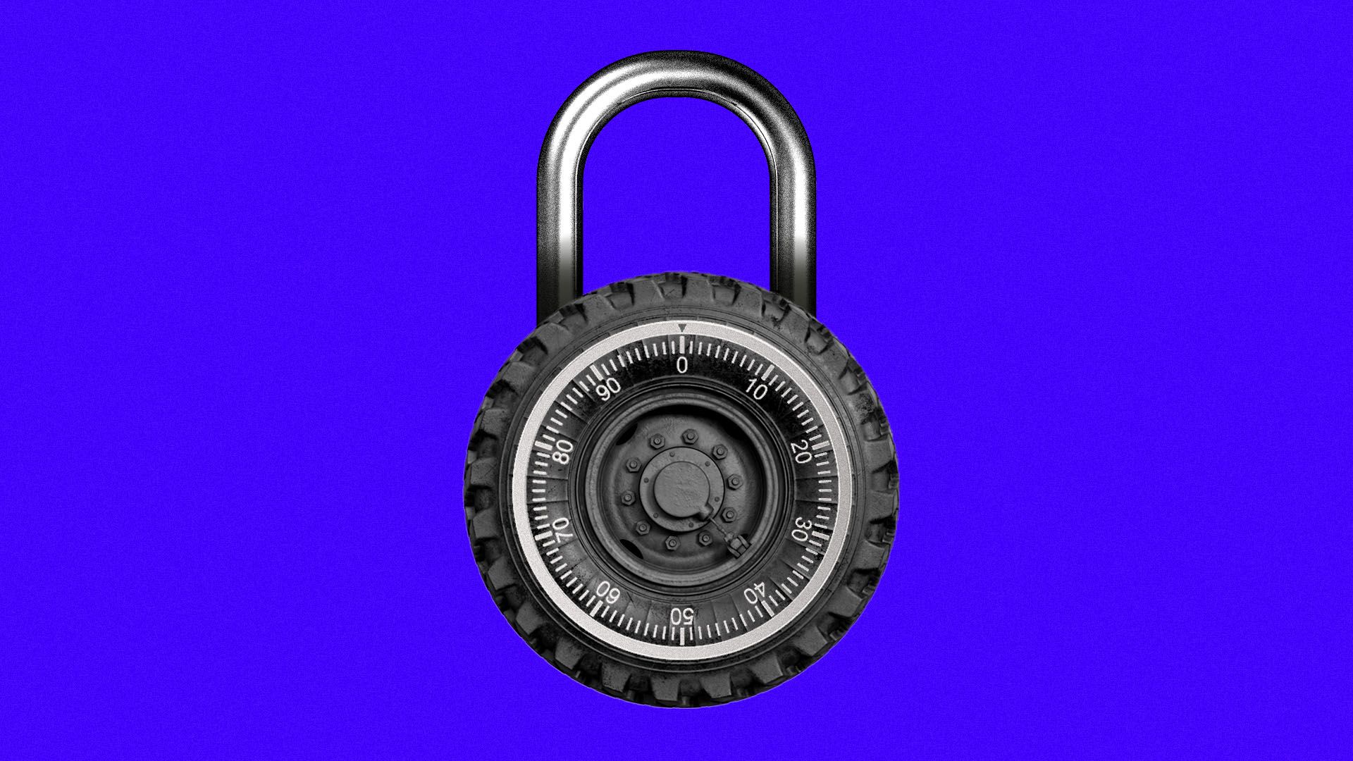 Illustration of a padlock made out of a tire