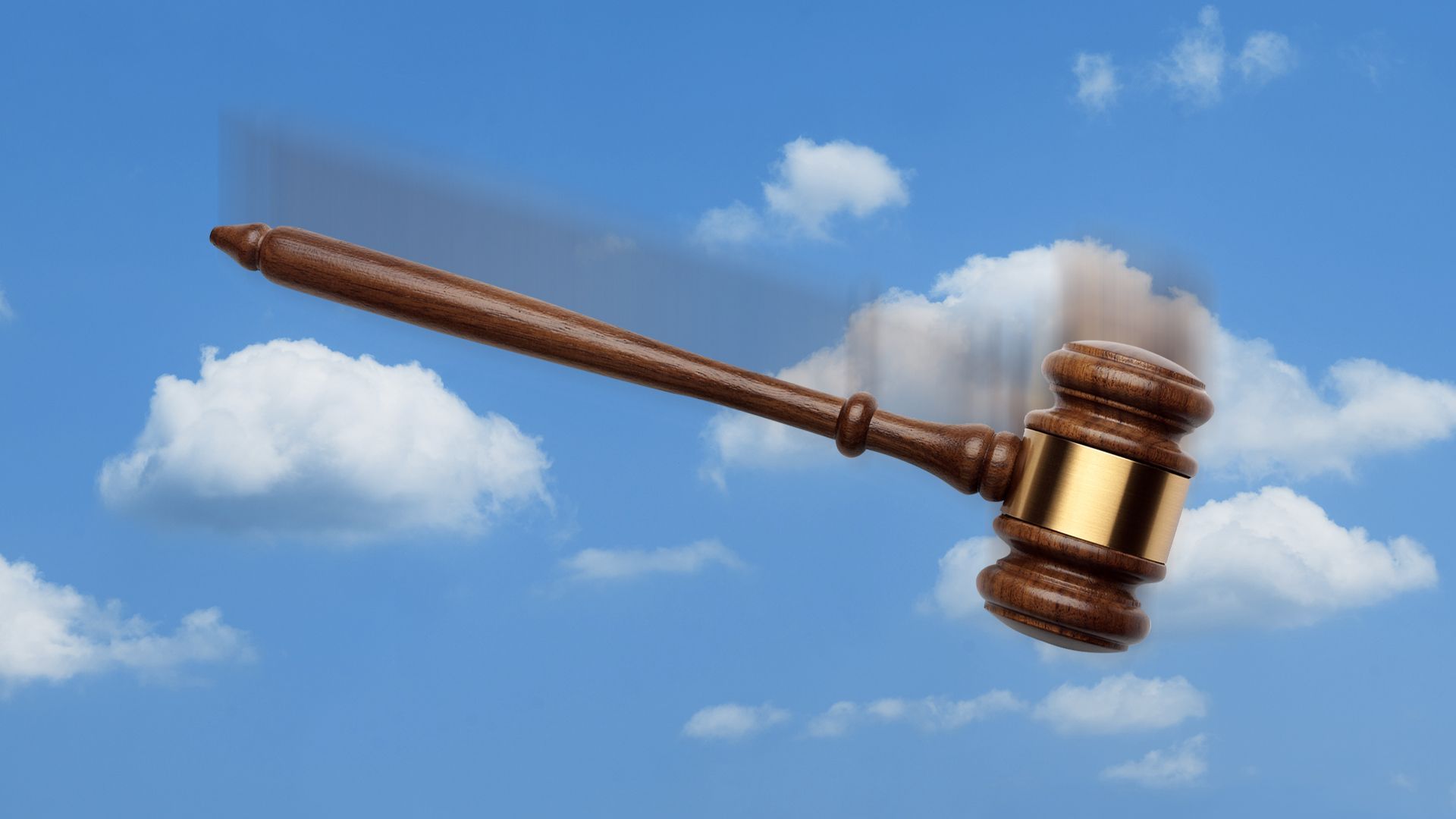 Illustration of a gavel falling through the sky