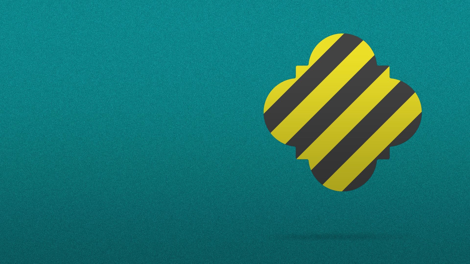 Illustration of the San Antonio city logo shape with yellow and black safety stripes on it.