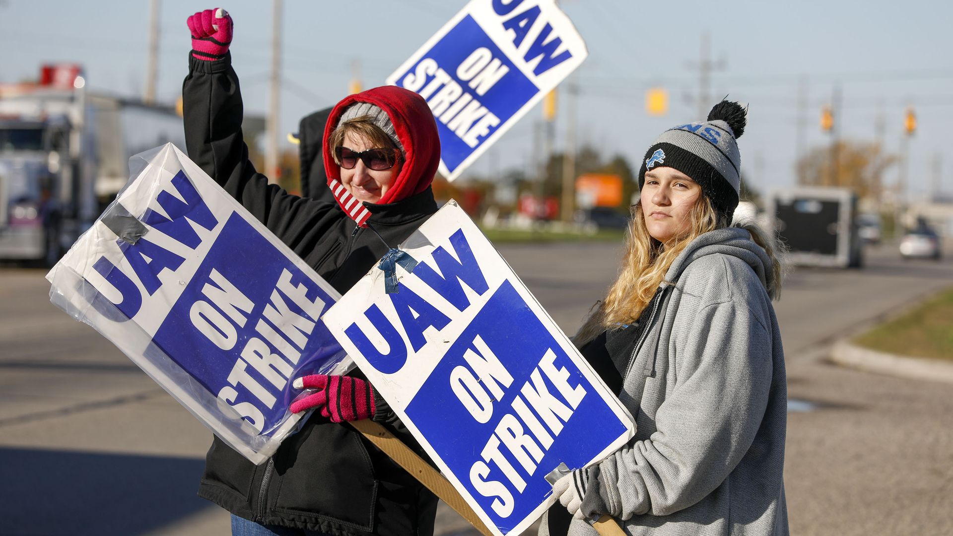 United Auto Workers union members striking in October