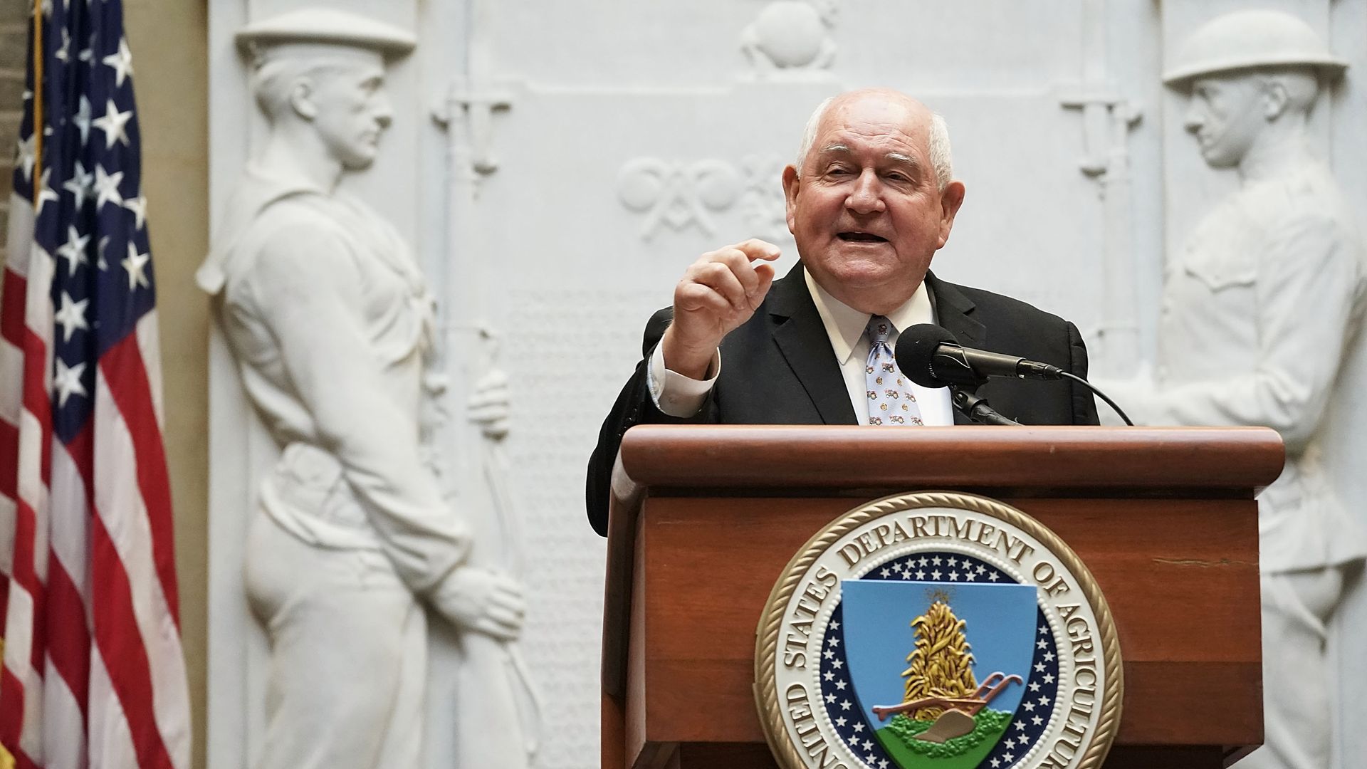 Secretary of Agriculture Sonny Perdue speaks during a forum April 18, 2018 in Washington, DC.