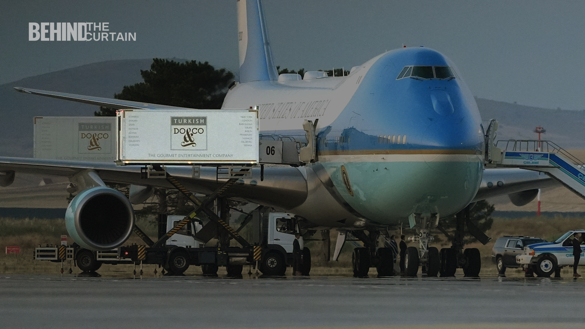 The catering truck used to secretly move President Trump from Air Force One to another plane following the NATO summit last month in Ankara, Turkey.