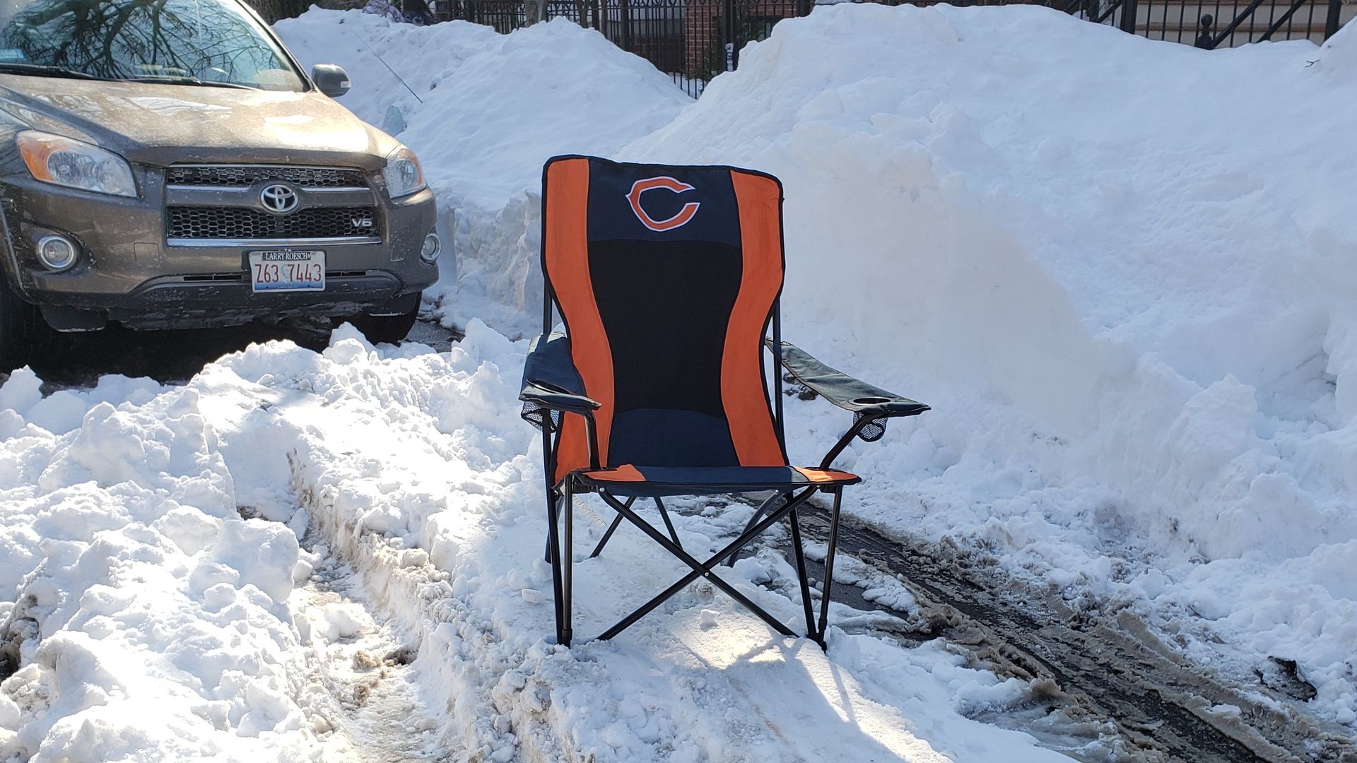 A chair in snow