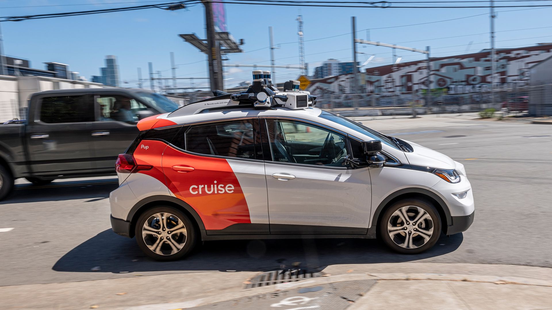 A Cruise autonomous taxi in San Francisco, California, US, on Thursday Aug. 10, 2023. California regulators are poised to decide whether two rival robotaxi services can provide around-the-clock rides throughout San Francisco