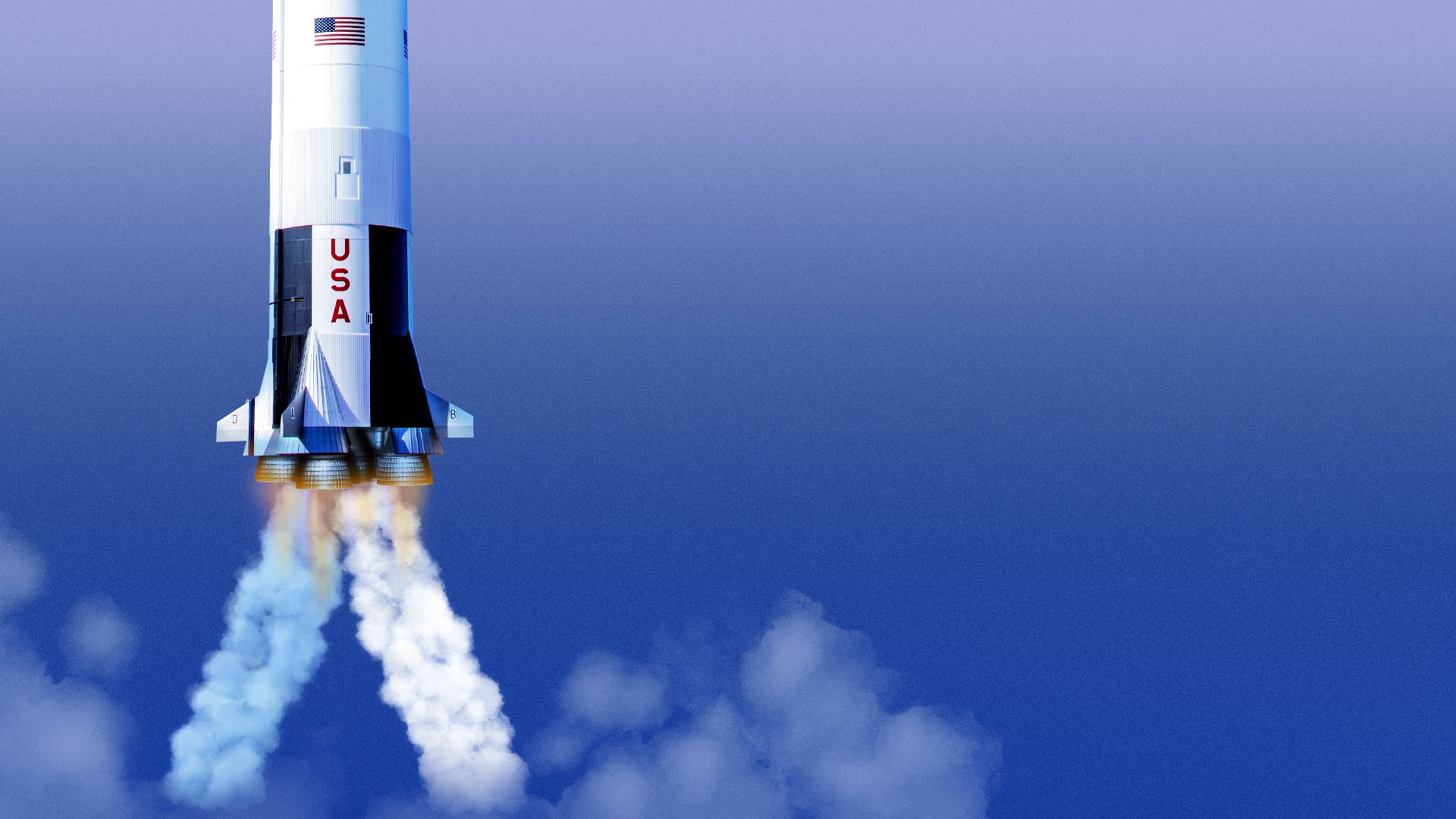 Illustration of a rocket ship casting off smoke in the shape of the Axios logo