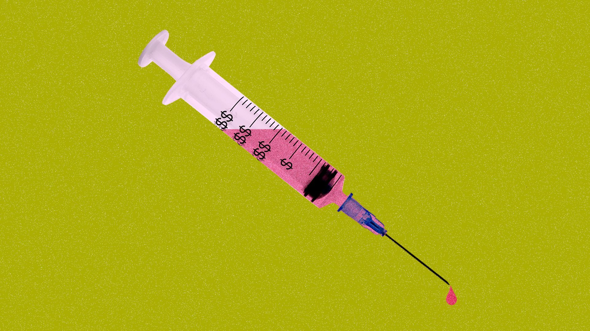 An insulin syringe with dollar signs along the side.