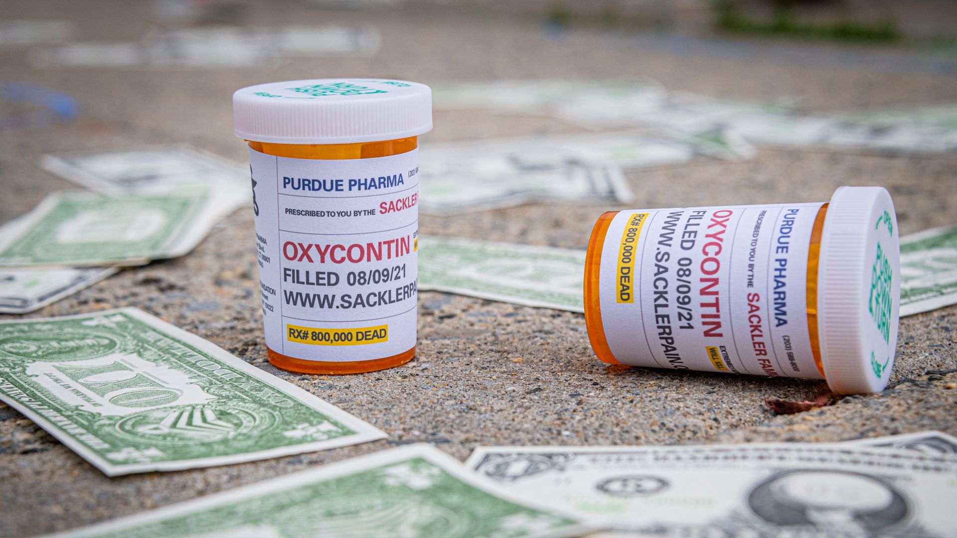 Picture of empty OxyContin prescription bottles