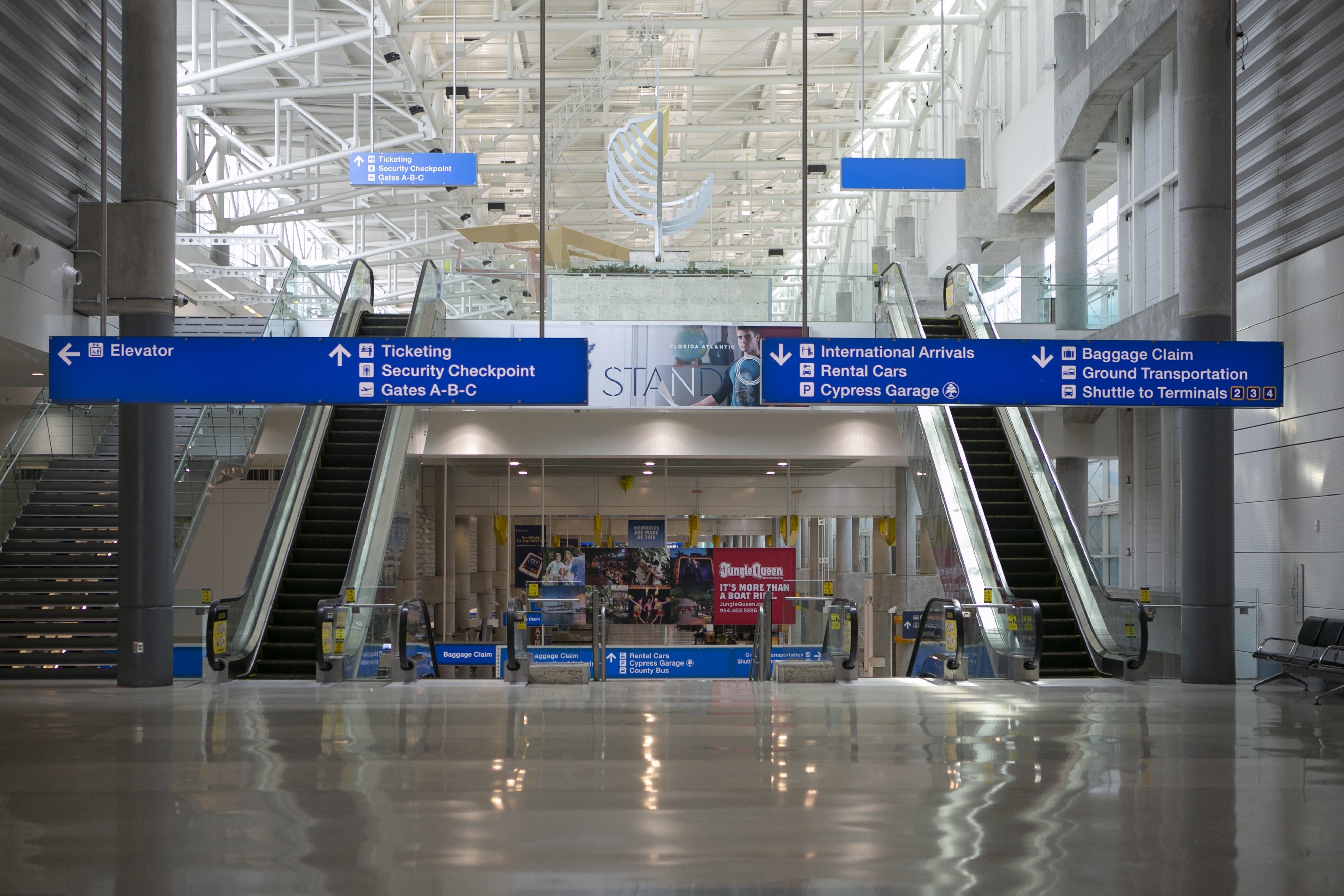 A general view from the arrival hall at Fort Lauderdale International Airport in Fort Lauderdale, Florida