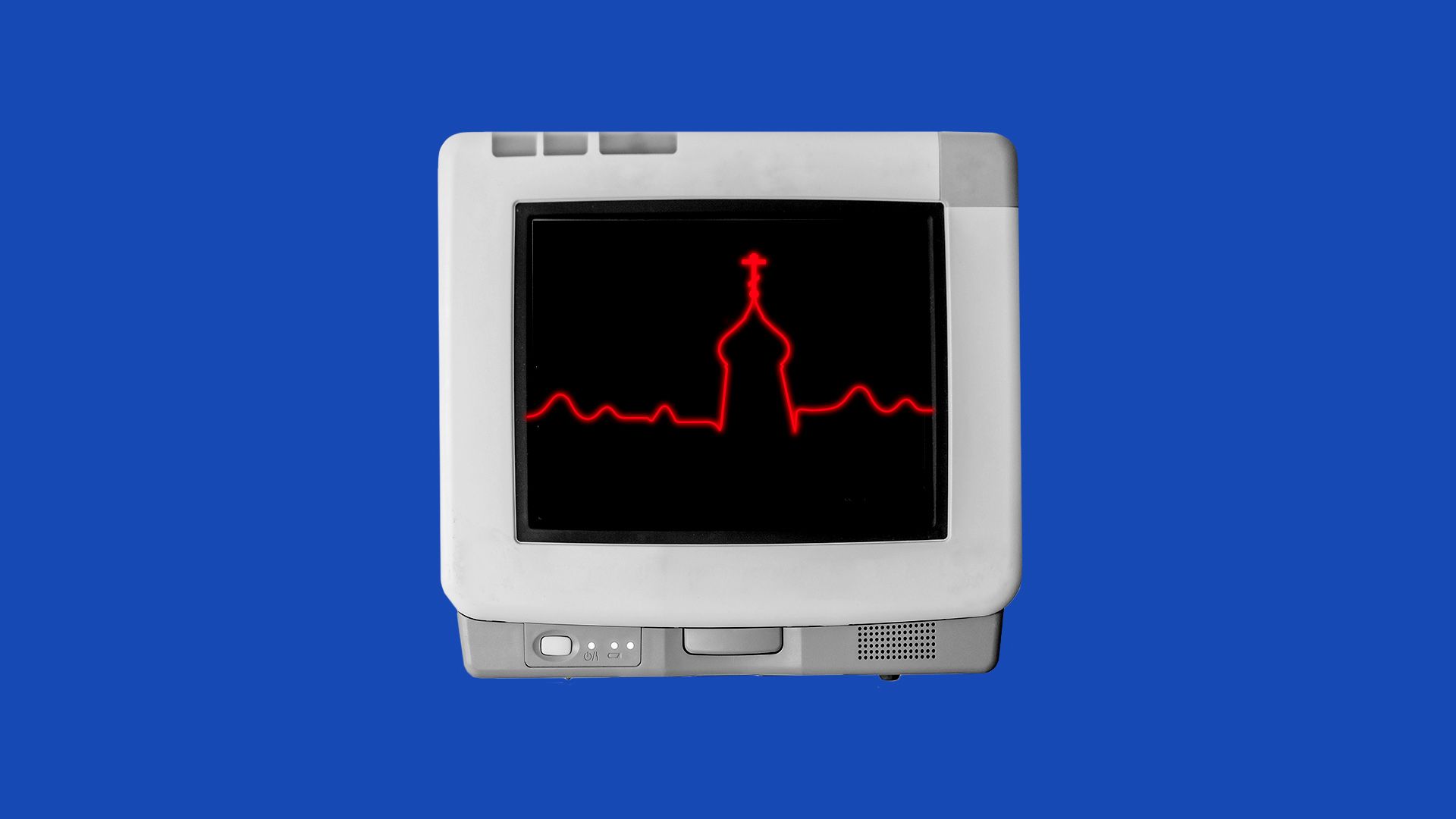 Illustration of vitals monitor line in the shape of a Russian tower