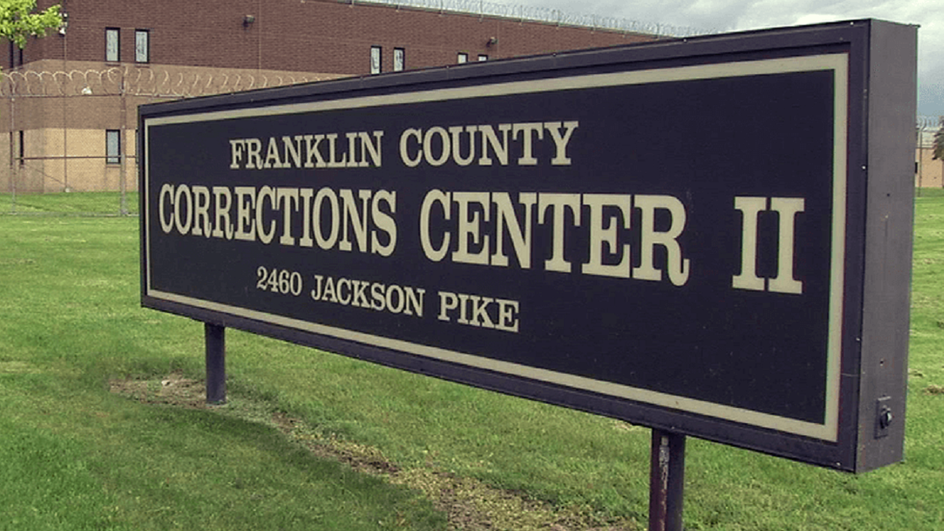 An entrance sign to the Franklin County Corrections Center II jail.