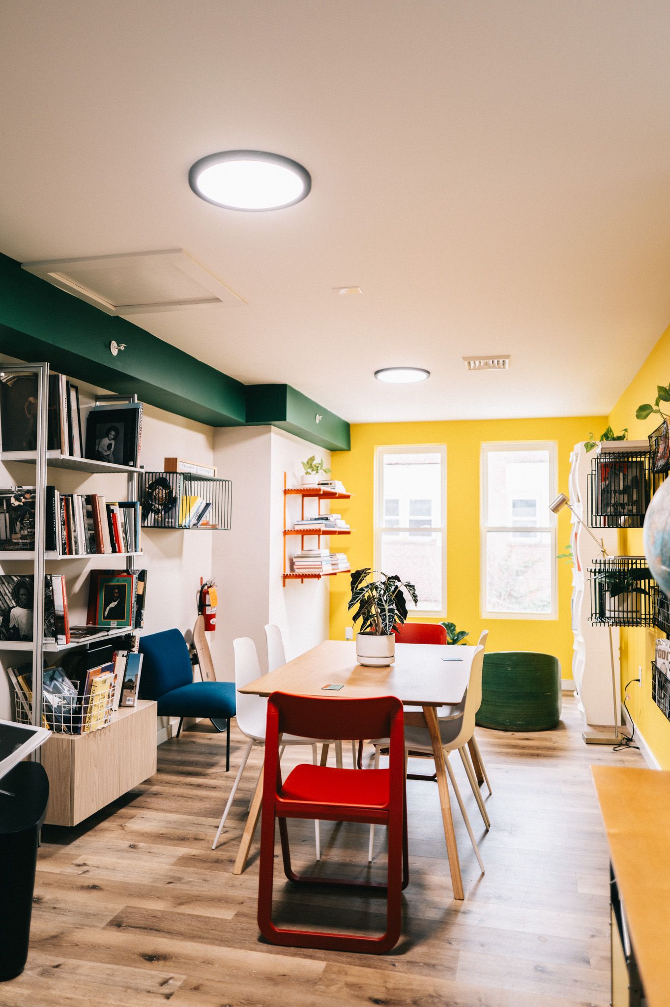 A look inside "The Study," the co-working space and community library at Out West coffee shop. 