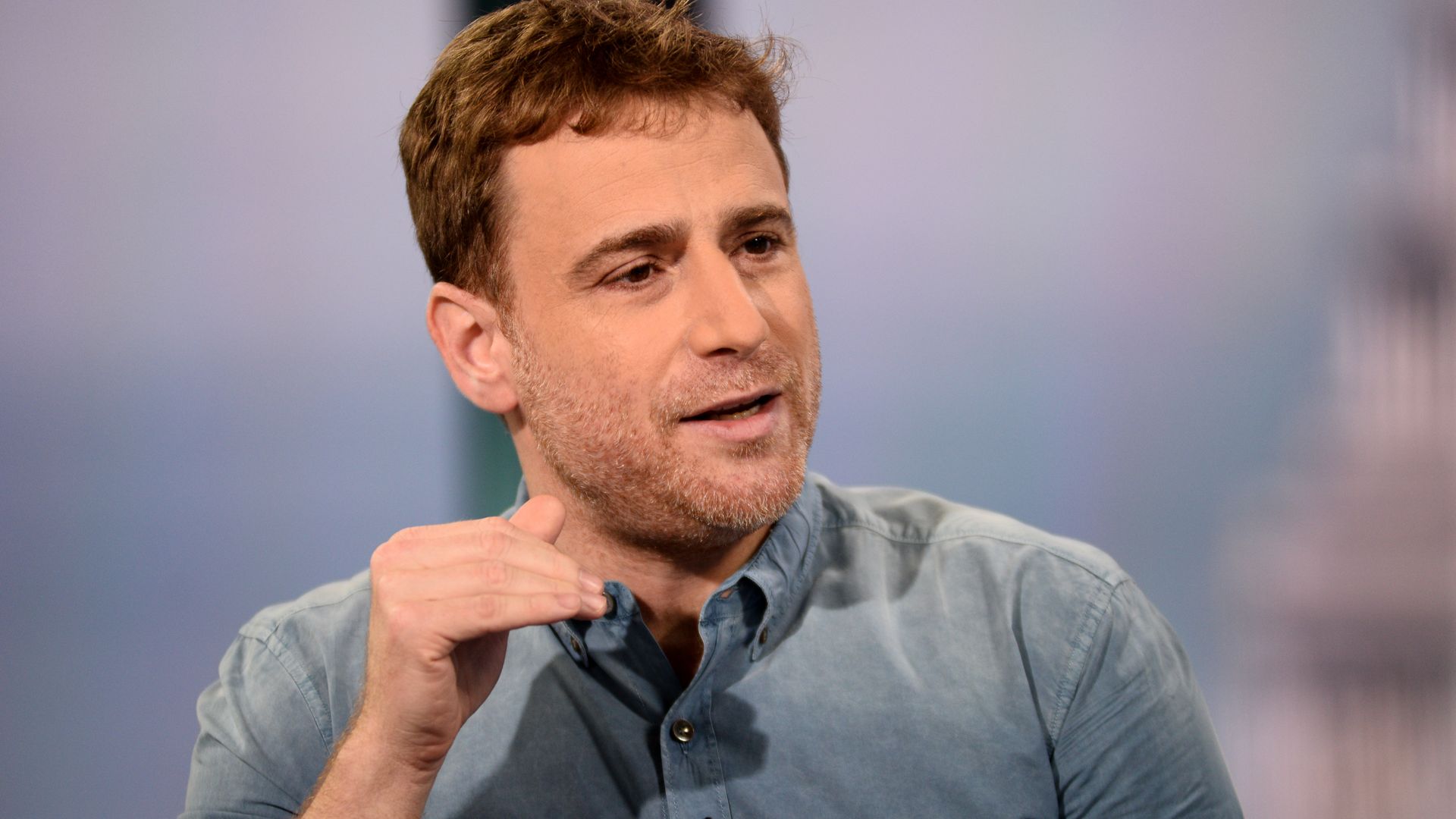 Stewart Butterfield sitting down for an interview with CNBC