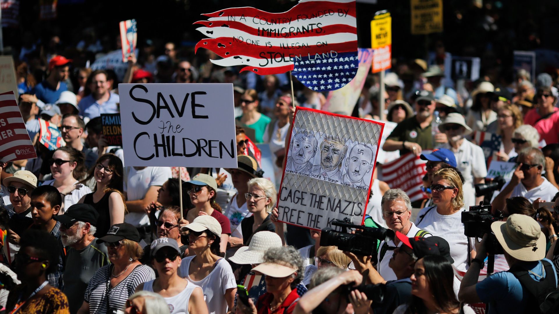 Protestors in New York City. 