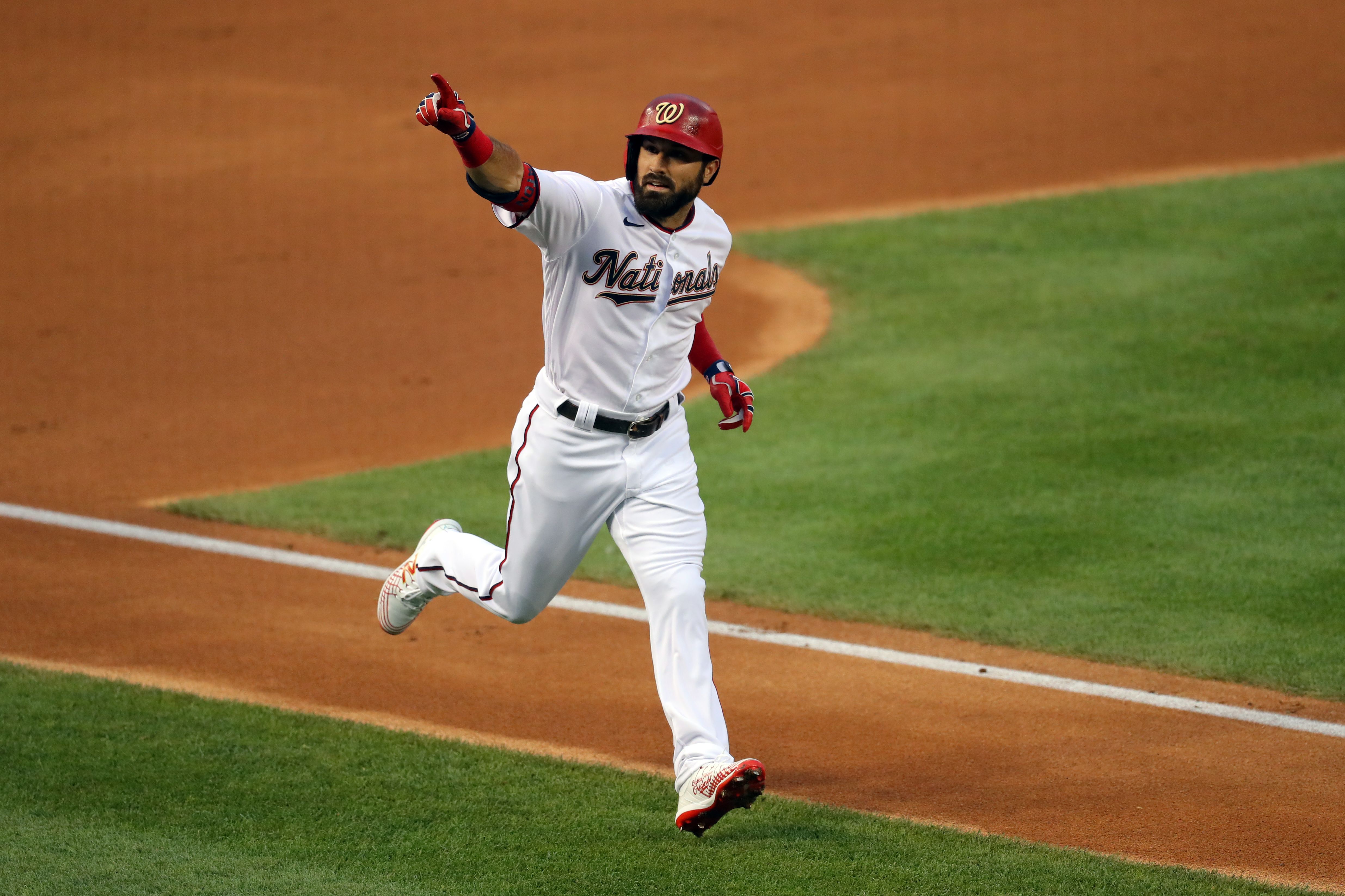 Adam Eaton of the Washington Nationals after hitting a solo home run.