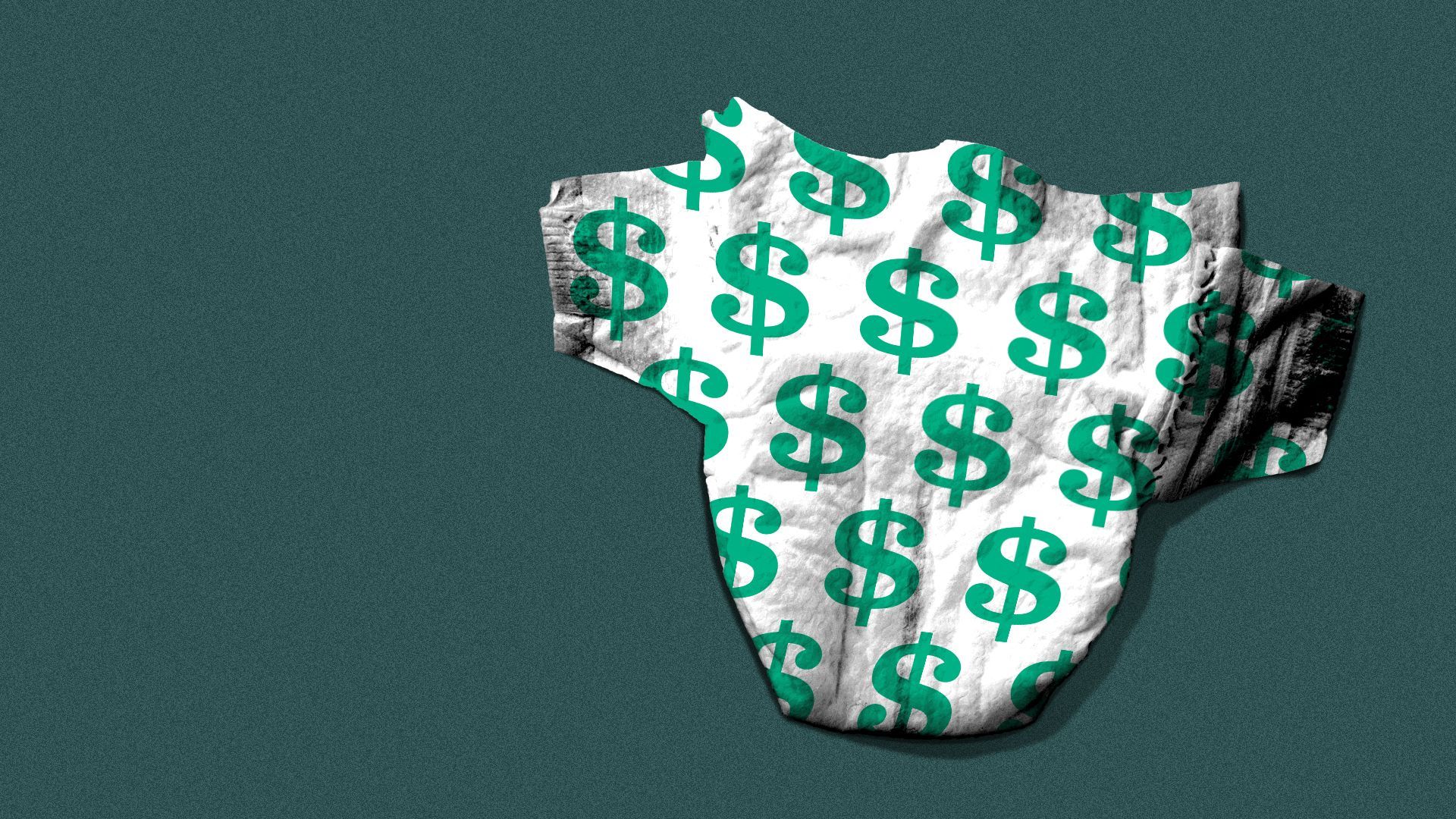 Illustration of a diaper with a dollar-sign pattern.