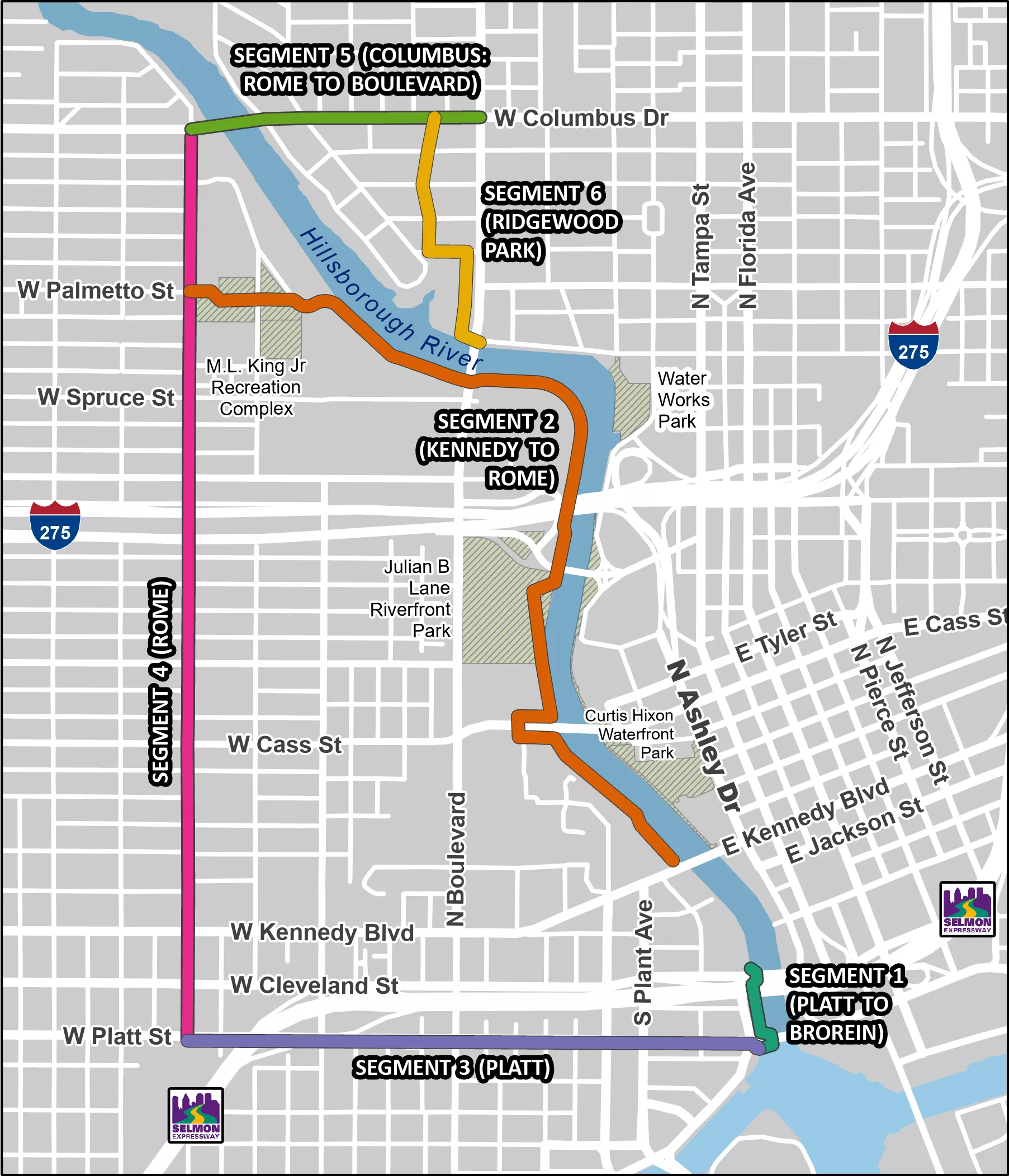 A map shows the future West Riverwalk