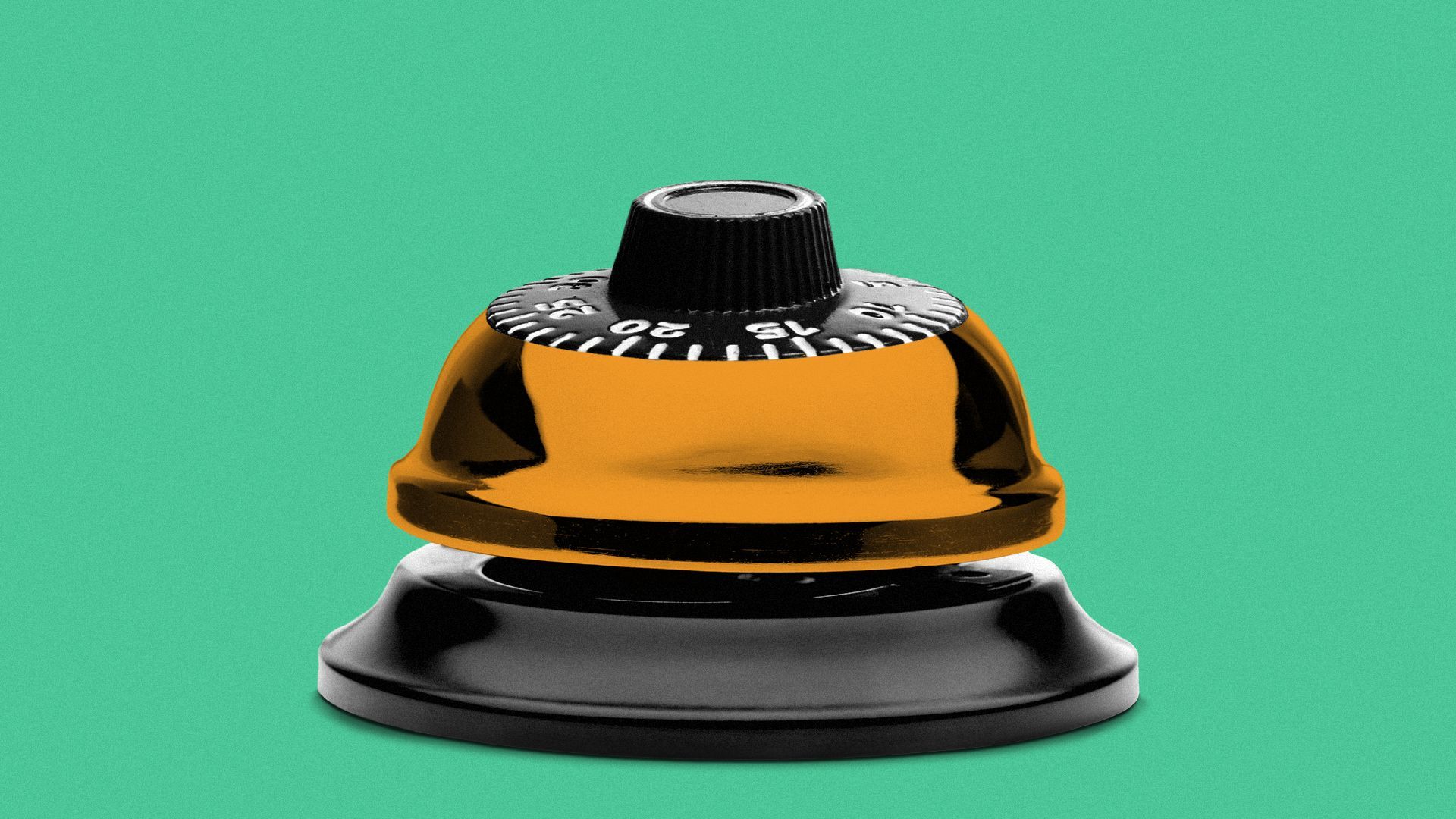 Illustration of a combination lock dial on a service bell.