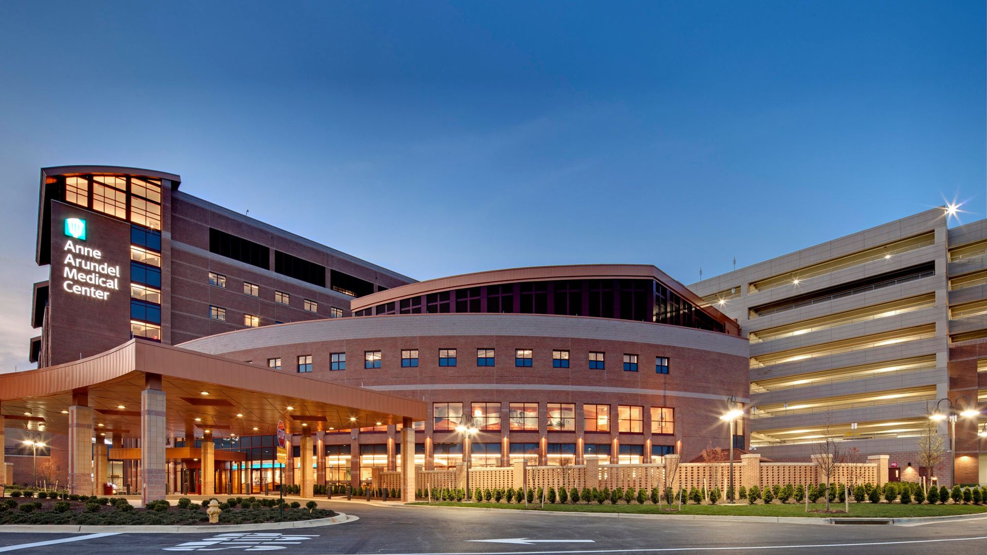 Anne Arundel Medical Center hospital at dusk.