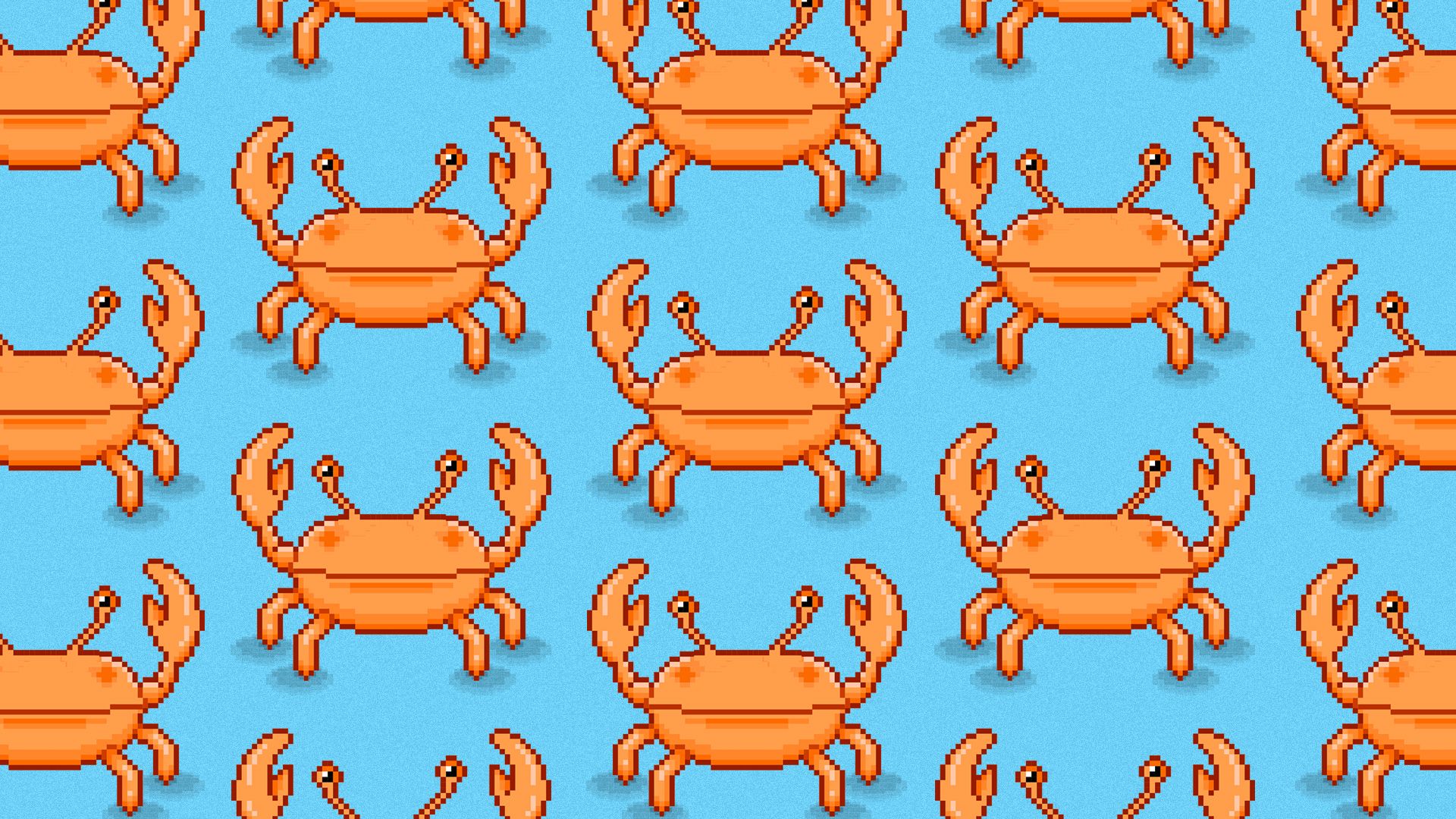 Illustration of a pattern of 8-bit crabs.