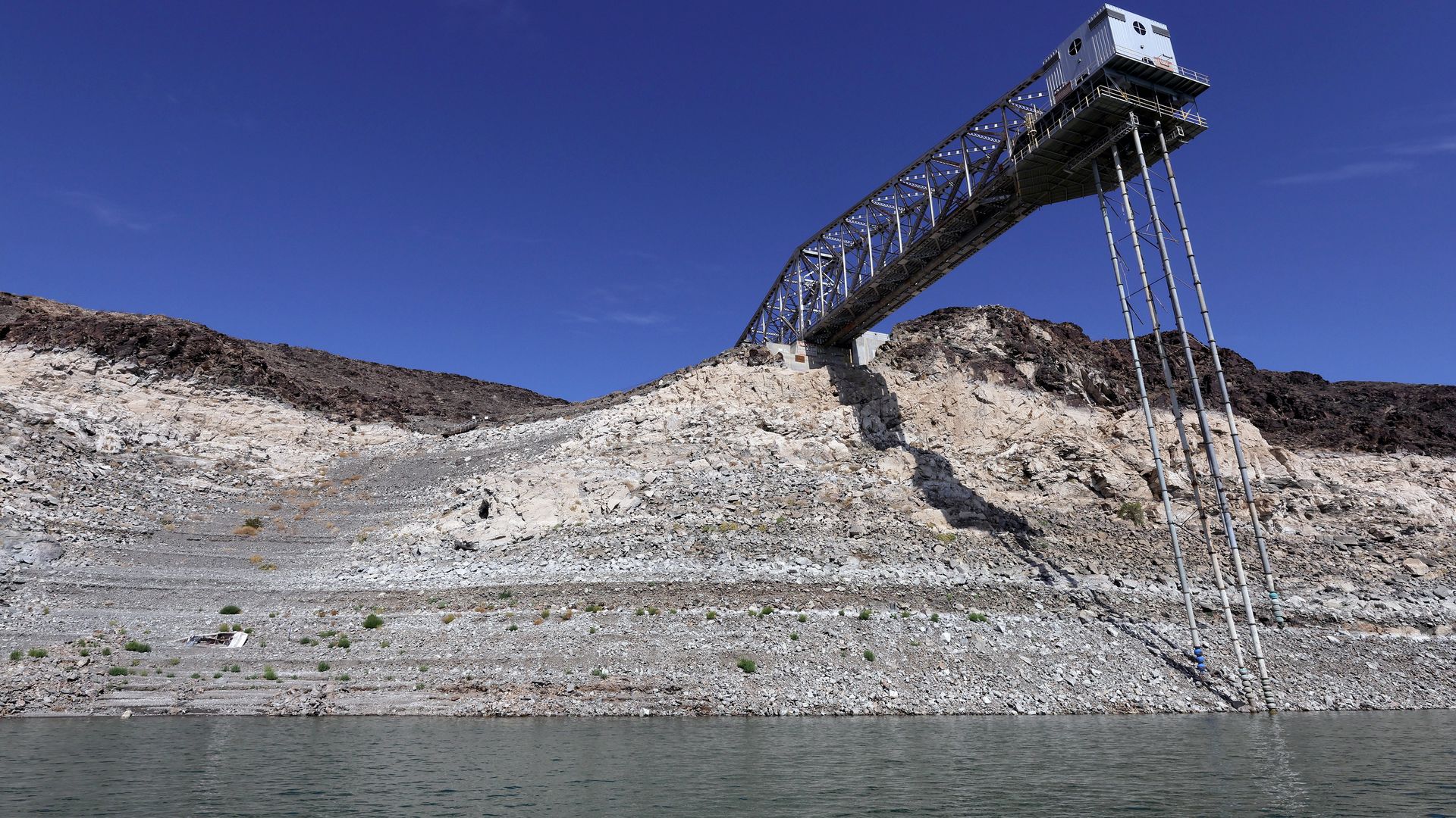 The first ever "straw" is put into Lake Mead to bring water to Las Vegas, is shown on July 28, 2022 in the Lake Mead National Recreation Area, Nevada. 