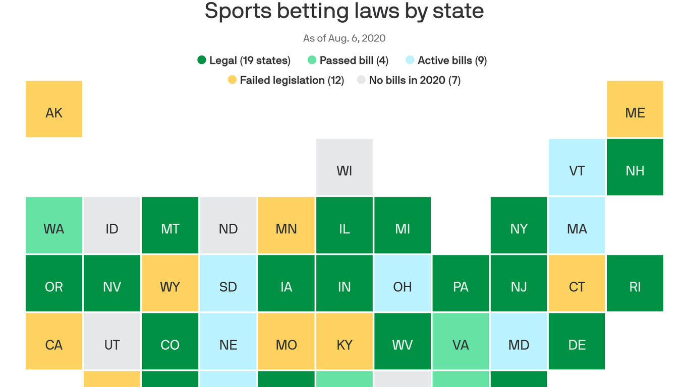 Map The States That Have Legalized Sports Betting Axios