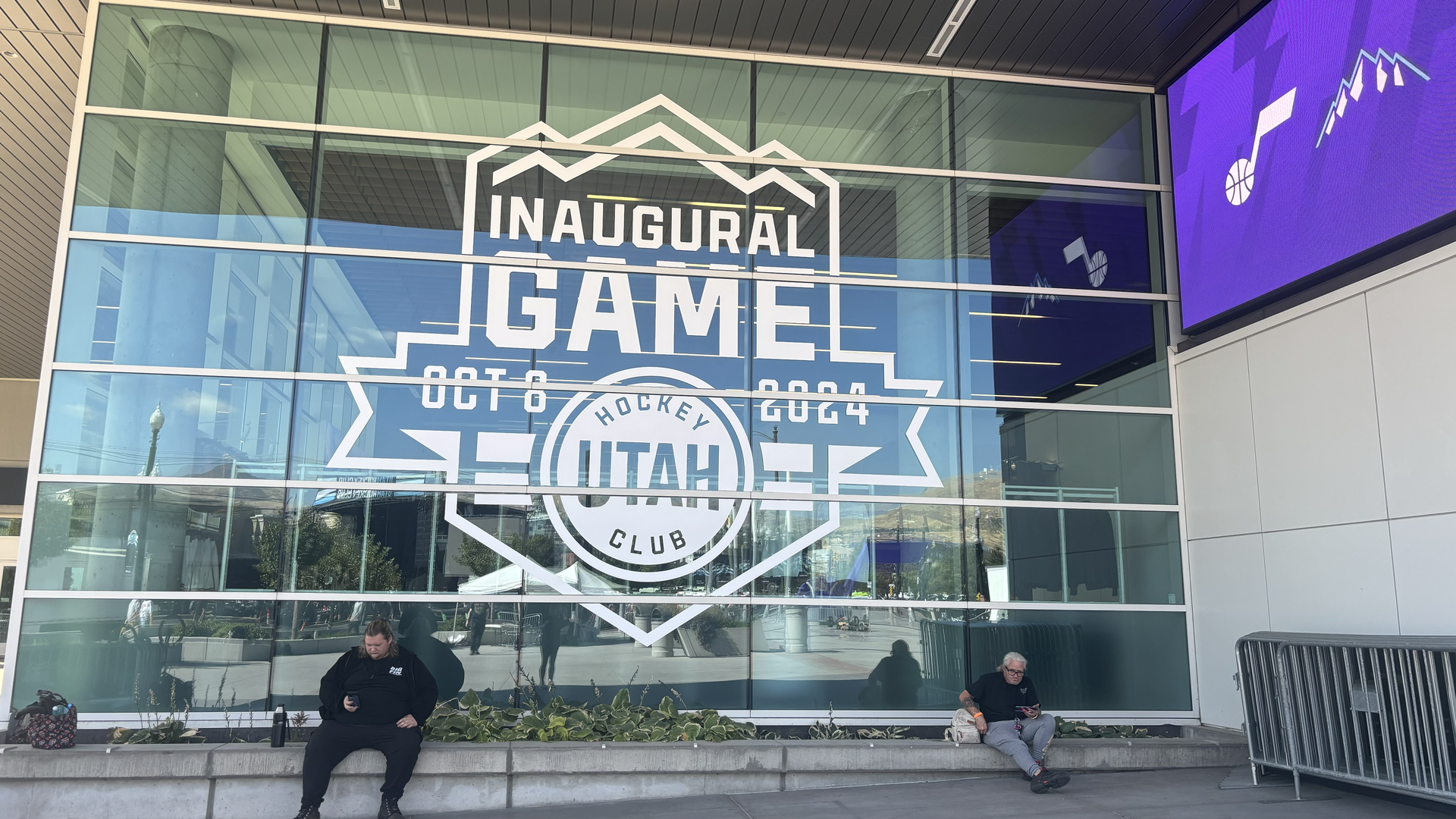 Signage of the Delta Center welcoming the new Utah Hockey Club.