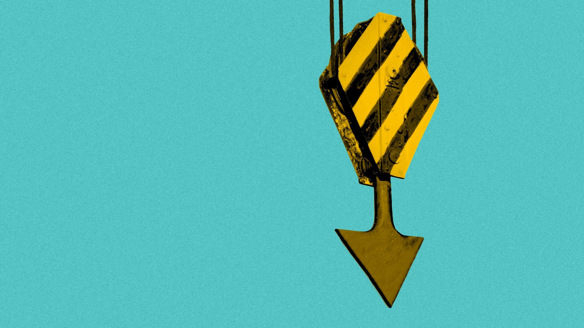 Illustration of a construction crane hook with a downward arrow instead of a hook.