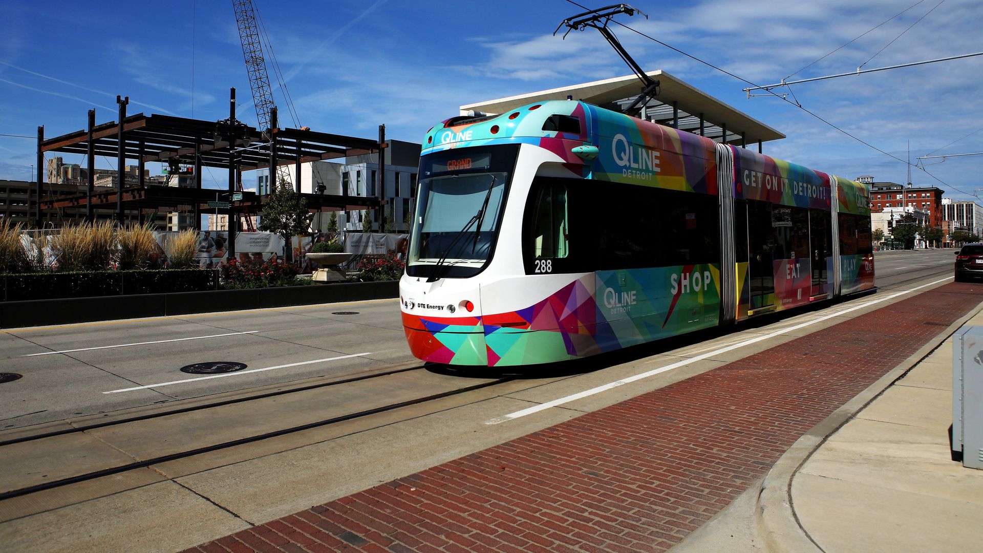 The QLine along Woodward Avenue pictured in 2019. 
