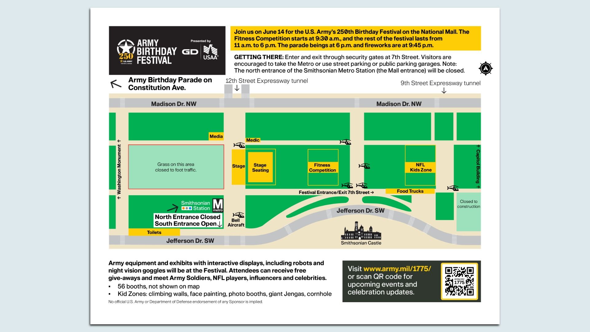 A map showing the Army festival on the National Mall A map showing the Army festival on the National Mall