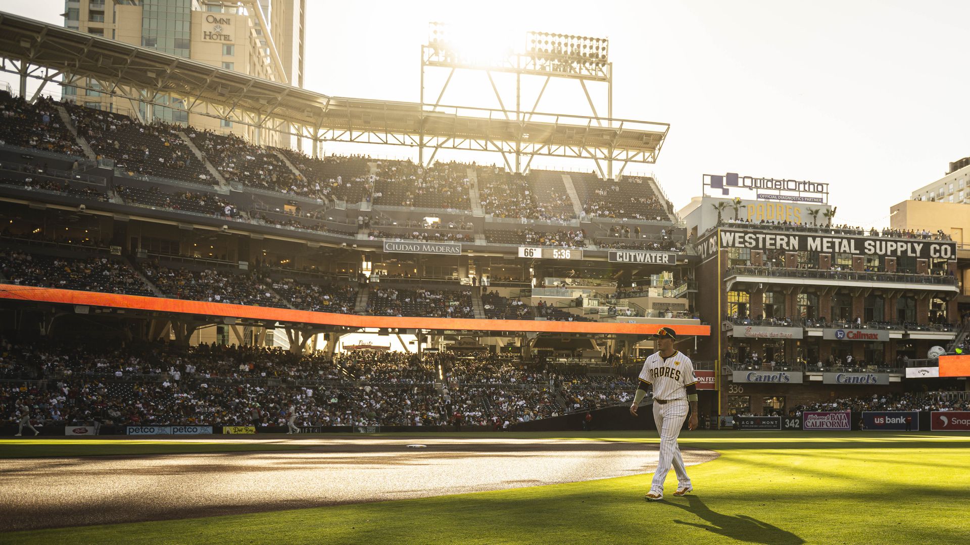 The sun sets over Petco Park