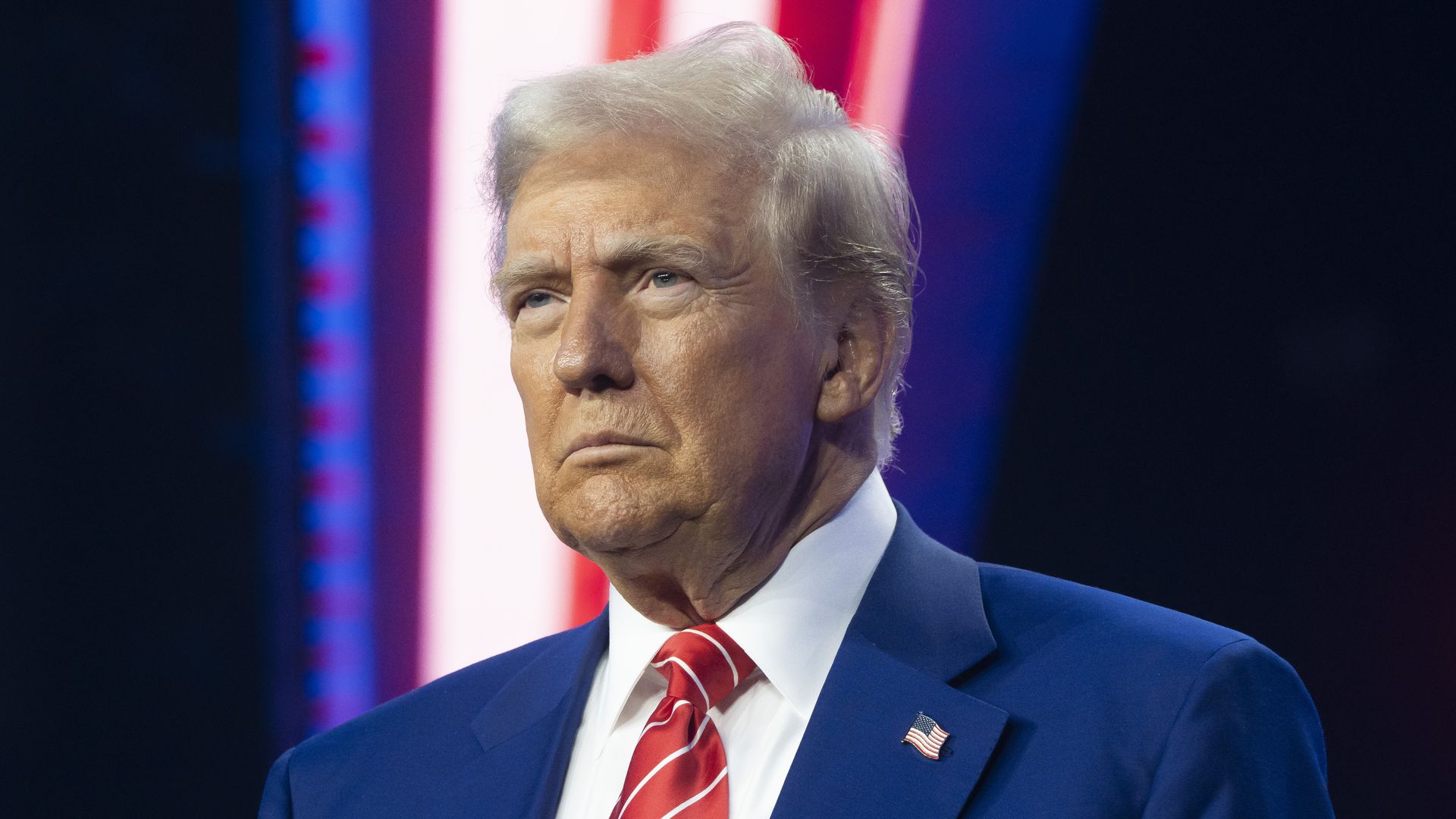 President-elect Donald Trump looks on during Turning Point USA's AmericaFest at the Phoenix Convention Center on December 22, 2024 in Phoenix, Arizona. 