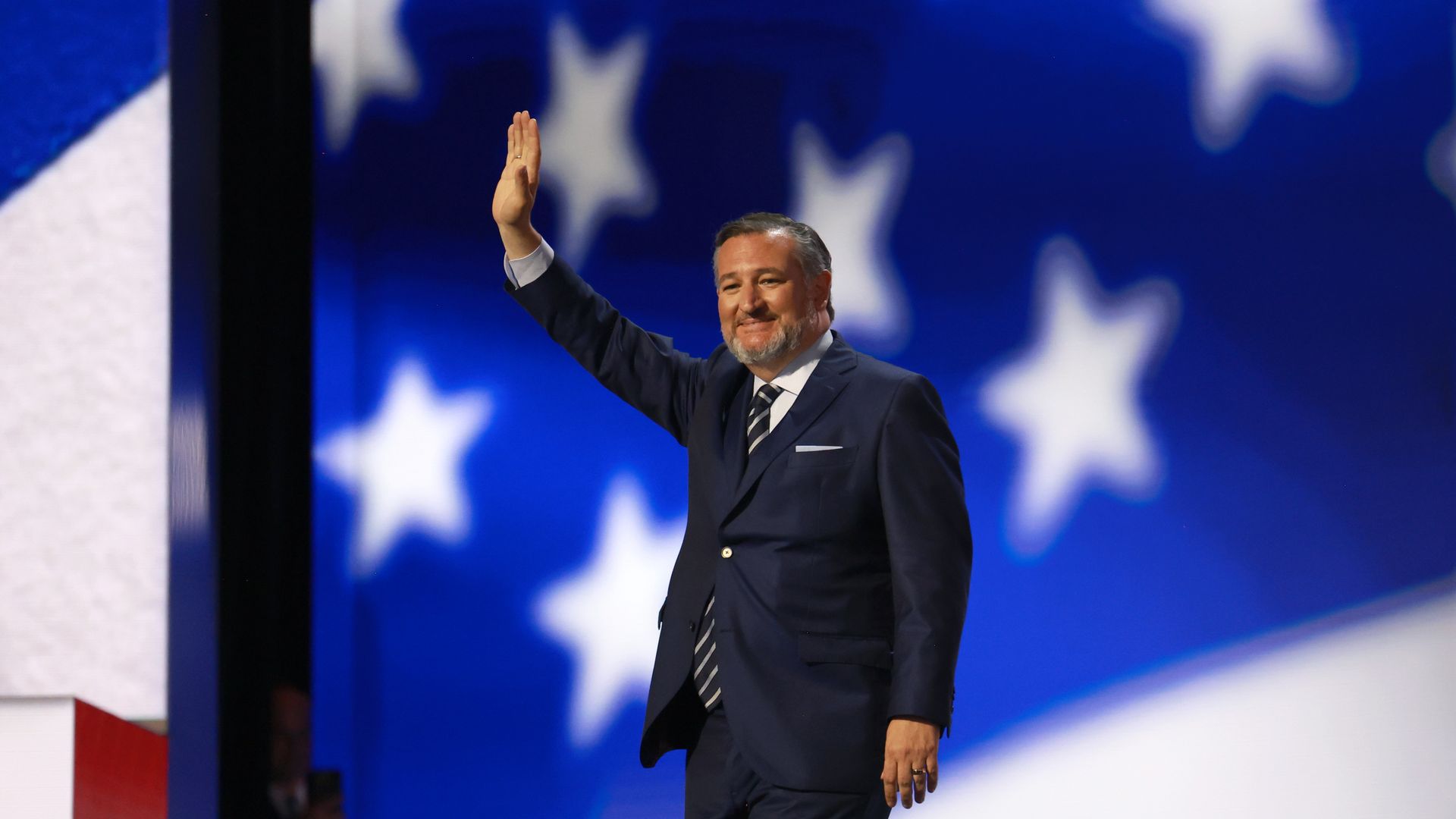 Sen. Ted Cruz (R-TX) arrives to speak on stage on the second day of the Republican National Convention at the Fiserv Forum on July 16, 2024 in Milwaukee, Wisconsin