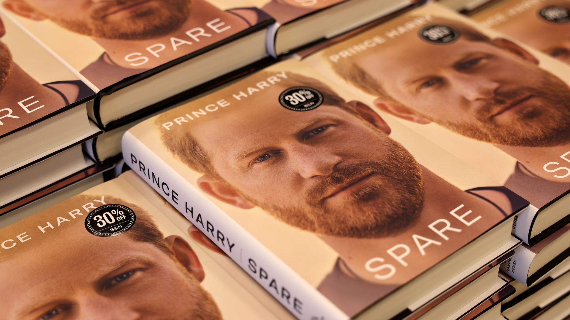 Photo of a stack of Prince Harry's new book