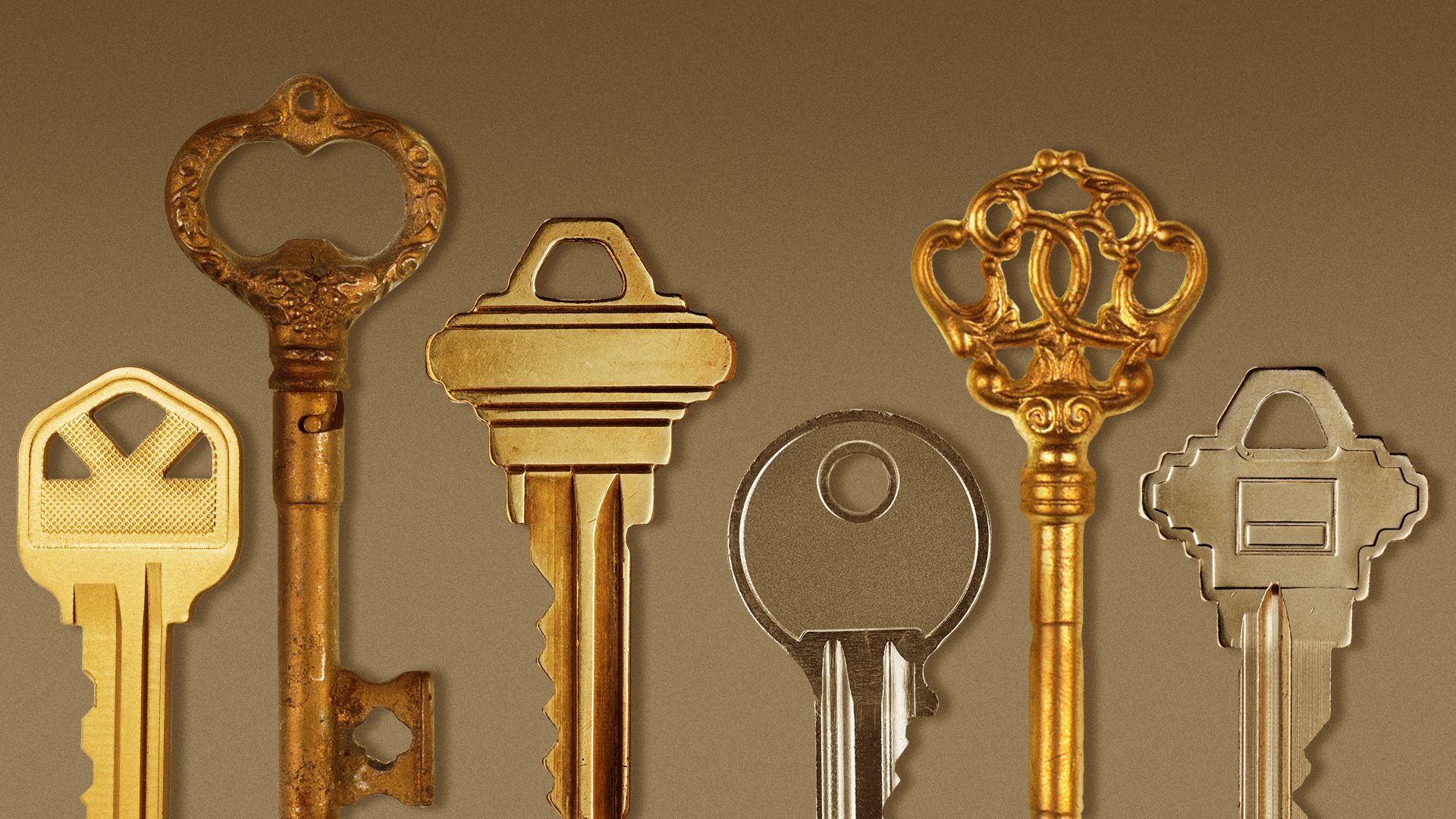 Illustration of old and new keys standing together.