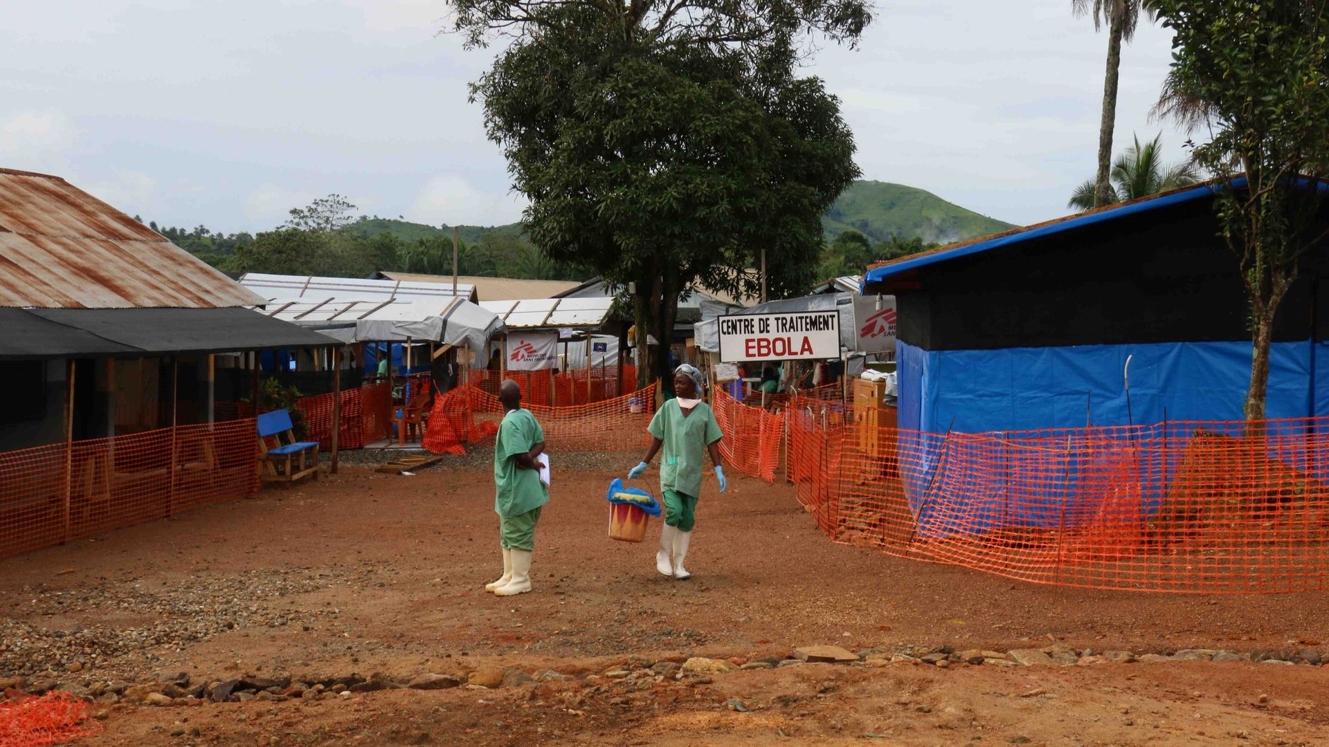 A group of health officers from the Doctors Without Borders team are at the Ebola Health Center that they founded in Gueckedou region of Guinea, on September 17, 2014. 