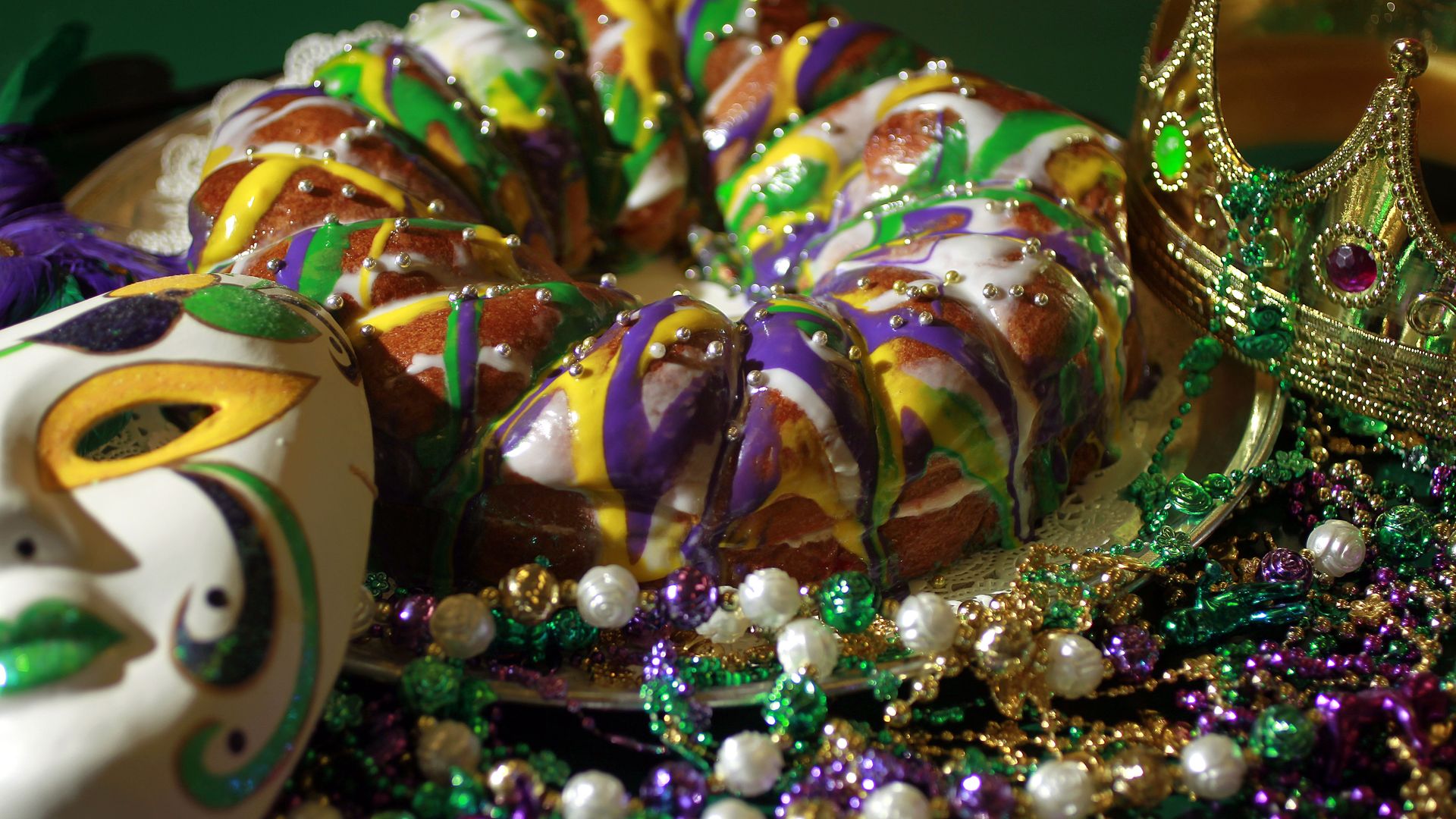 A King cake from The Acadian Bakers in Houston is pictured. 