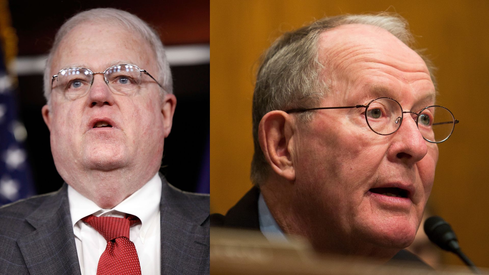 James Sensenbrenner (left) and Lamar Alexander (right) speaking.