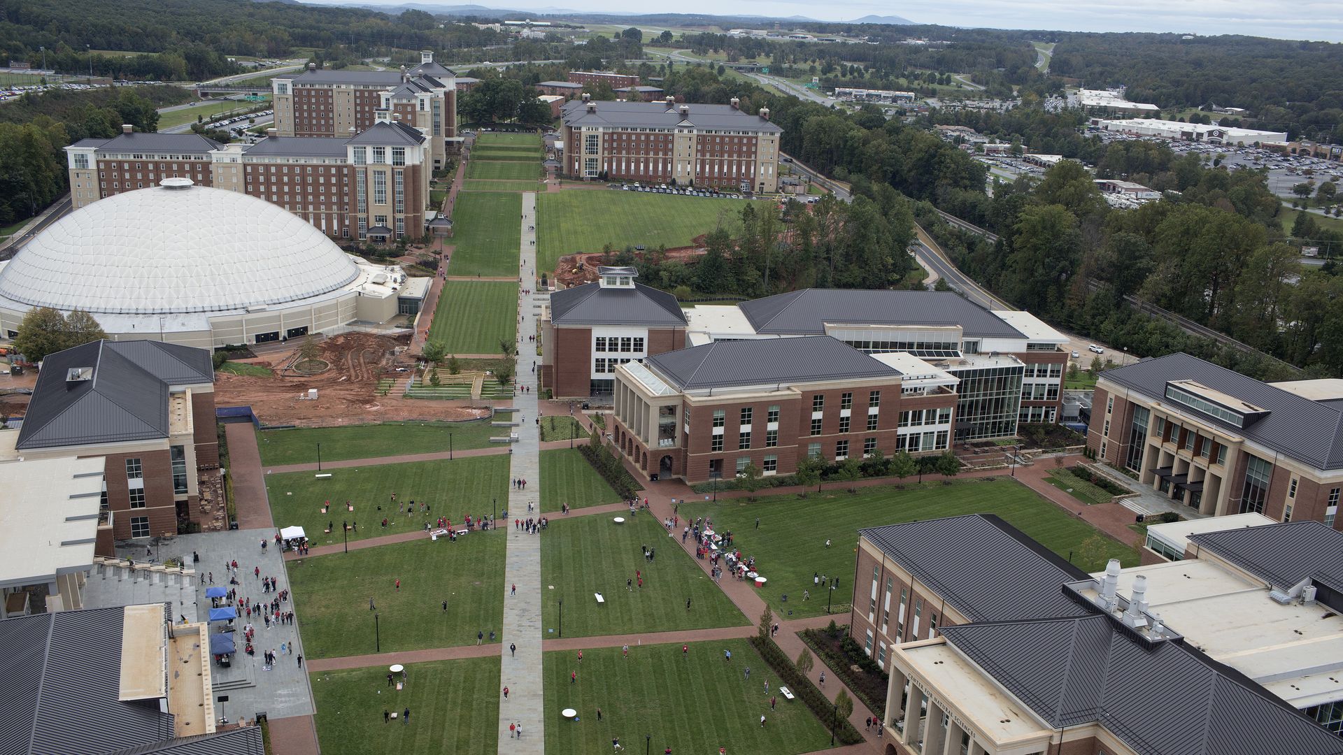 Drone shot of Liberty's campus