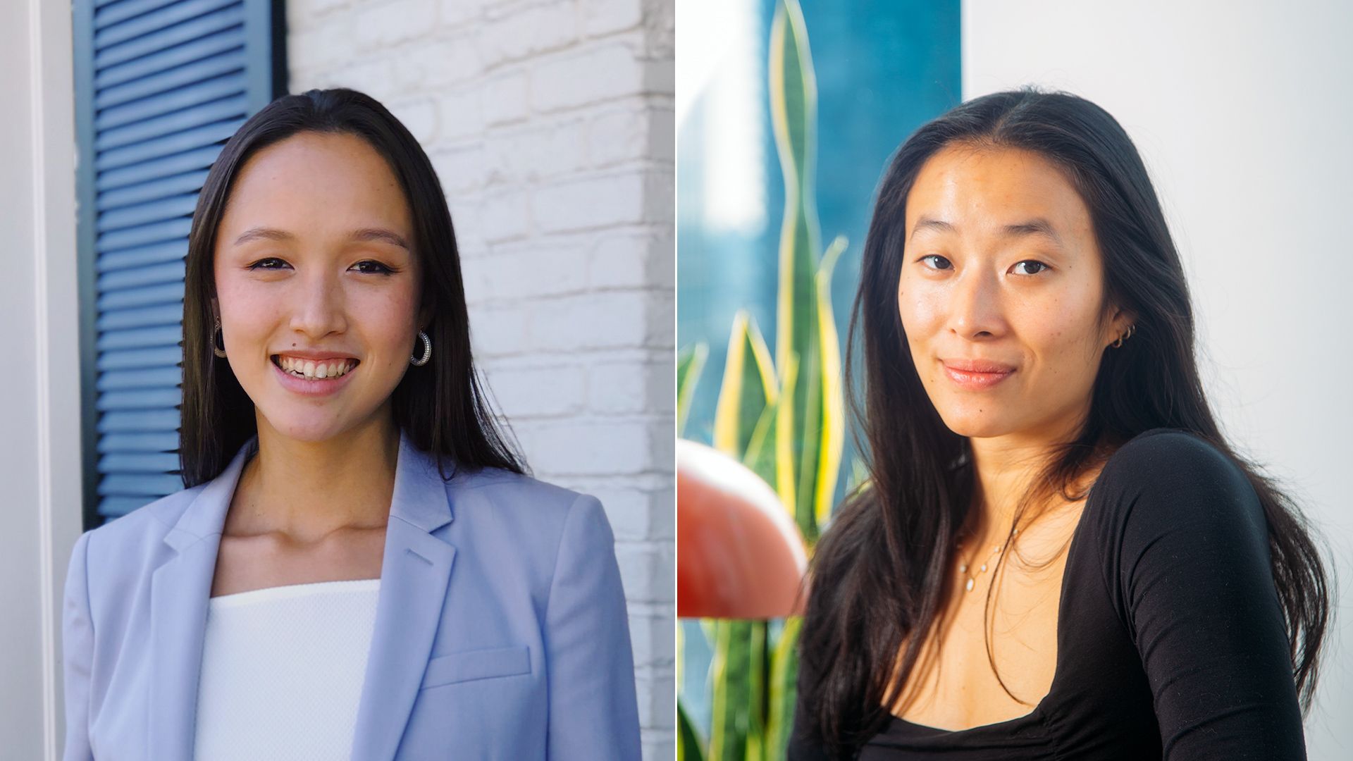 side by side photos of two Asian American women