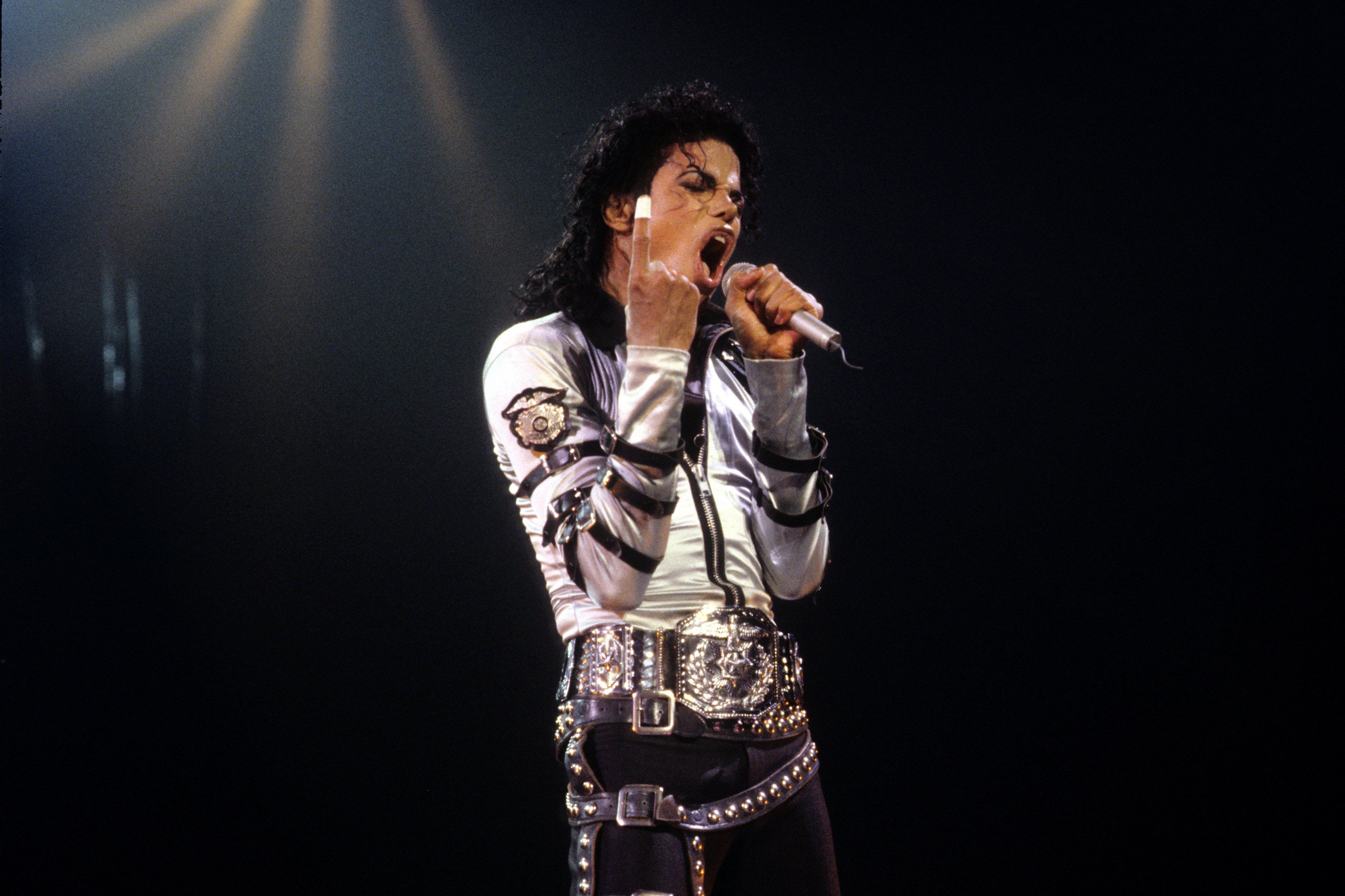 Michael Jackson performs on stage. 