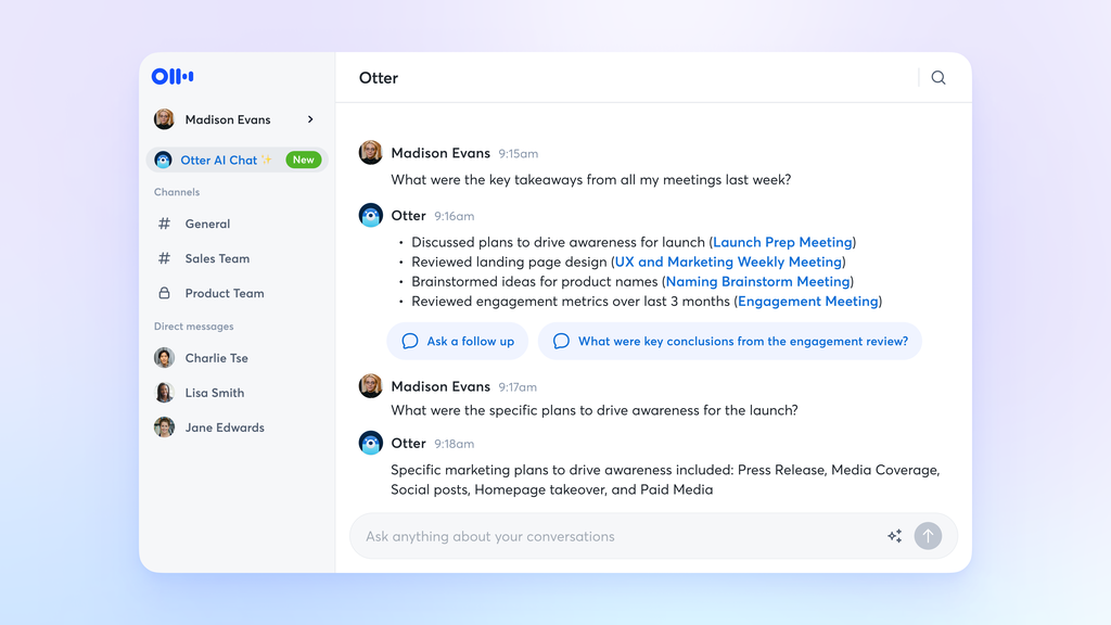 Otter rolls out new AI assistant features to rival Google, Microsoft