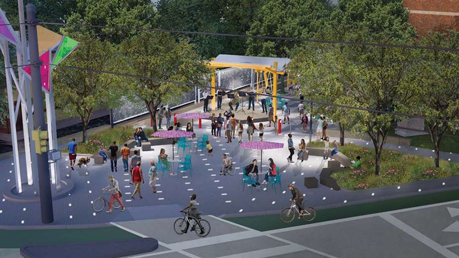 Five points plaza, West Trade