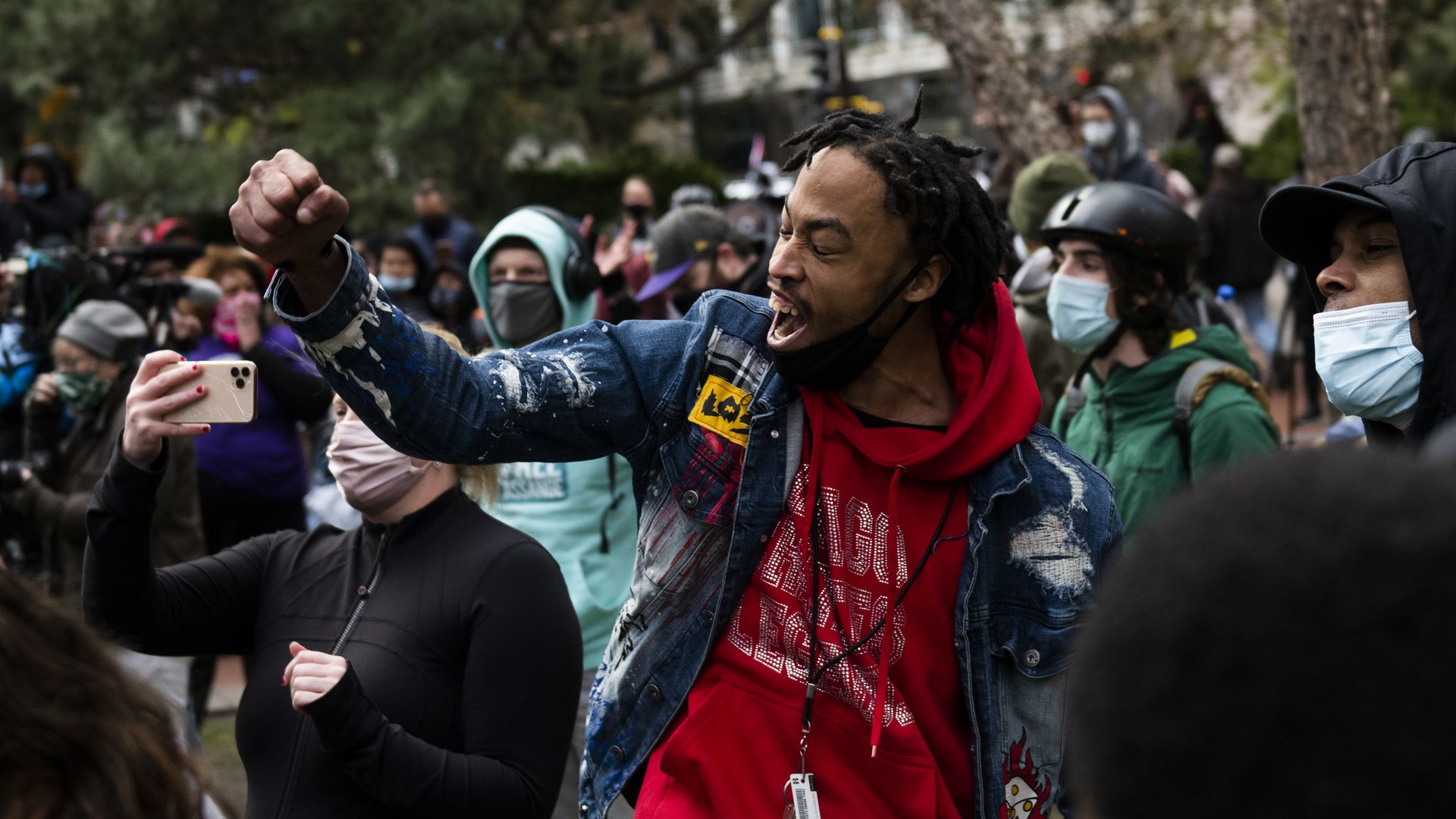 man reacts to chauvin verdict with joy