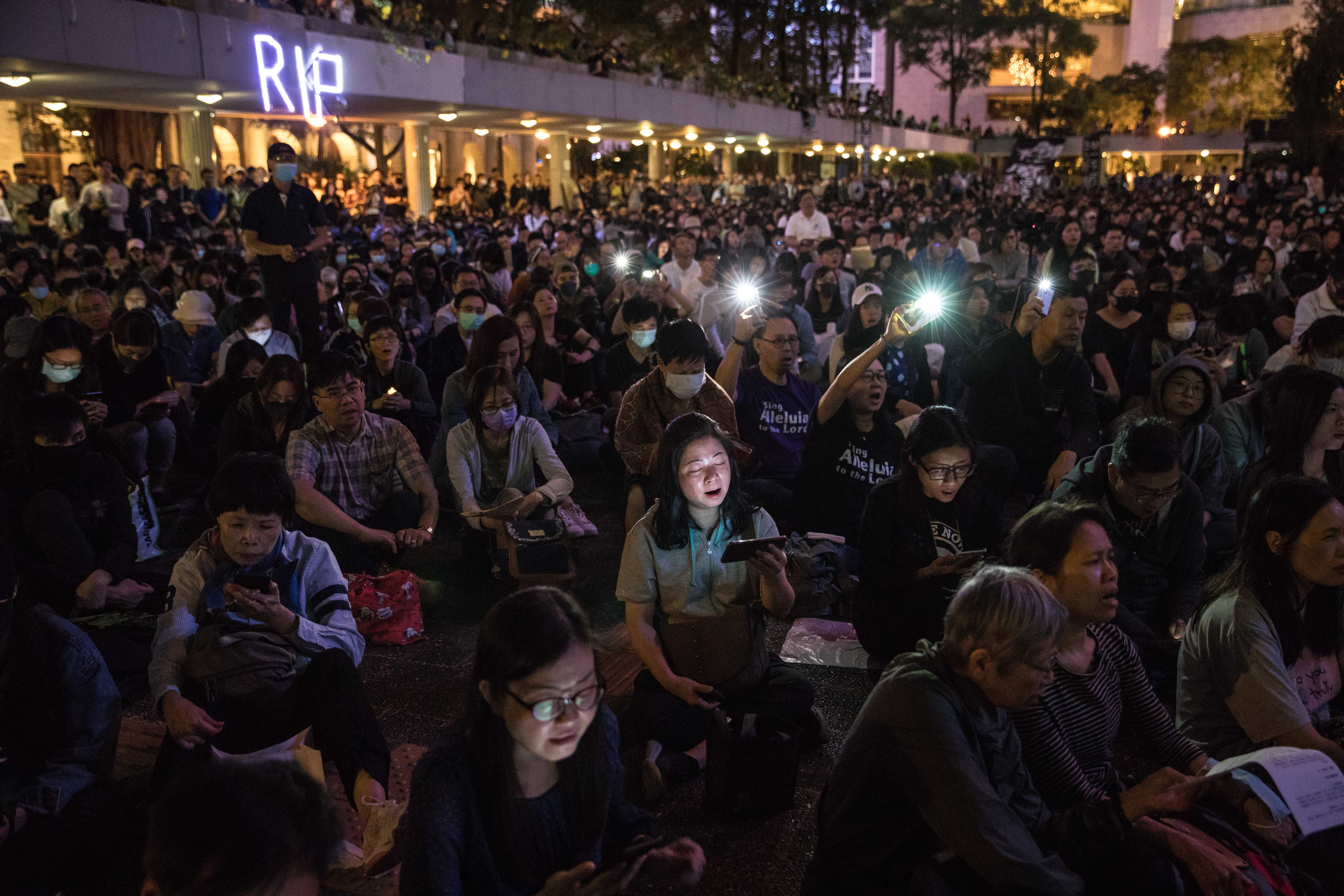 A candlelight vigil in Hong Kong