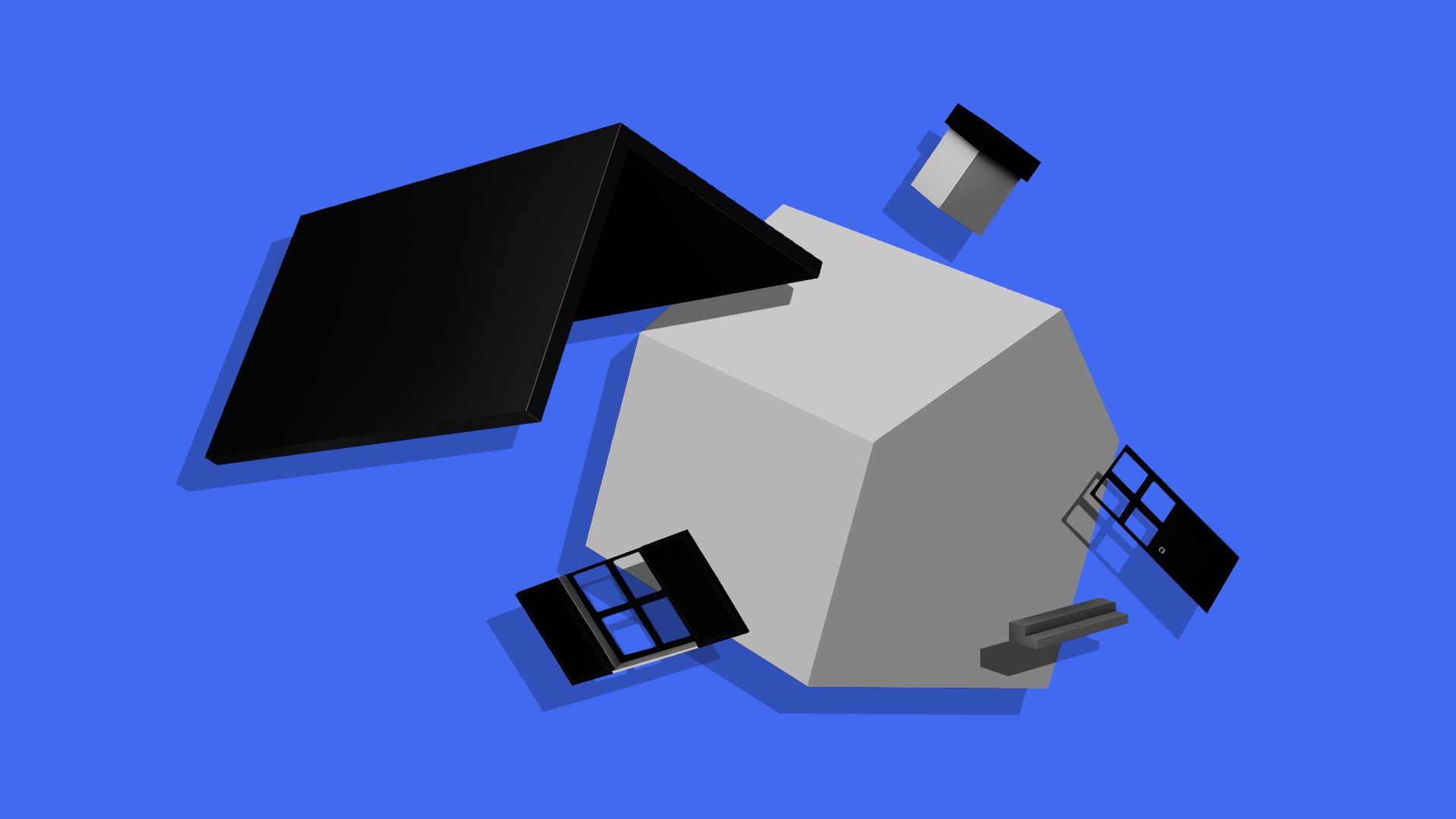 Illustration of a house broken up into pieces