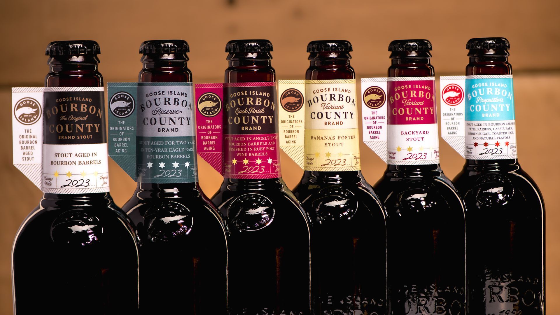 Bottles of Goose Island Bourbon County Brand Stout